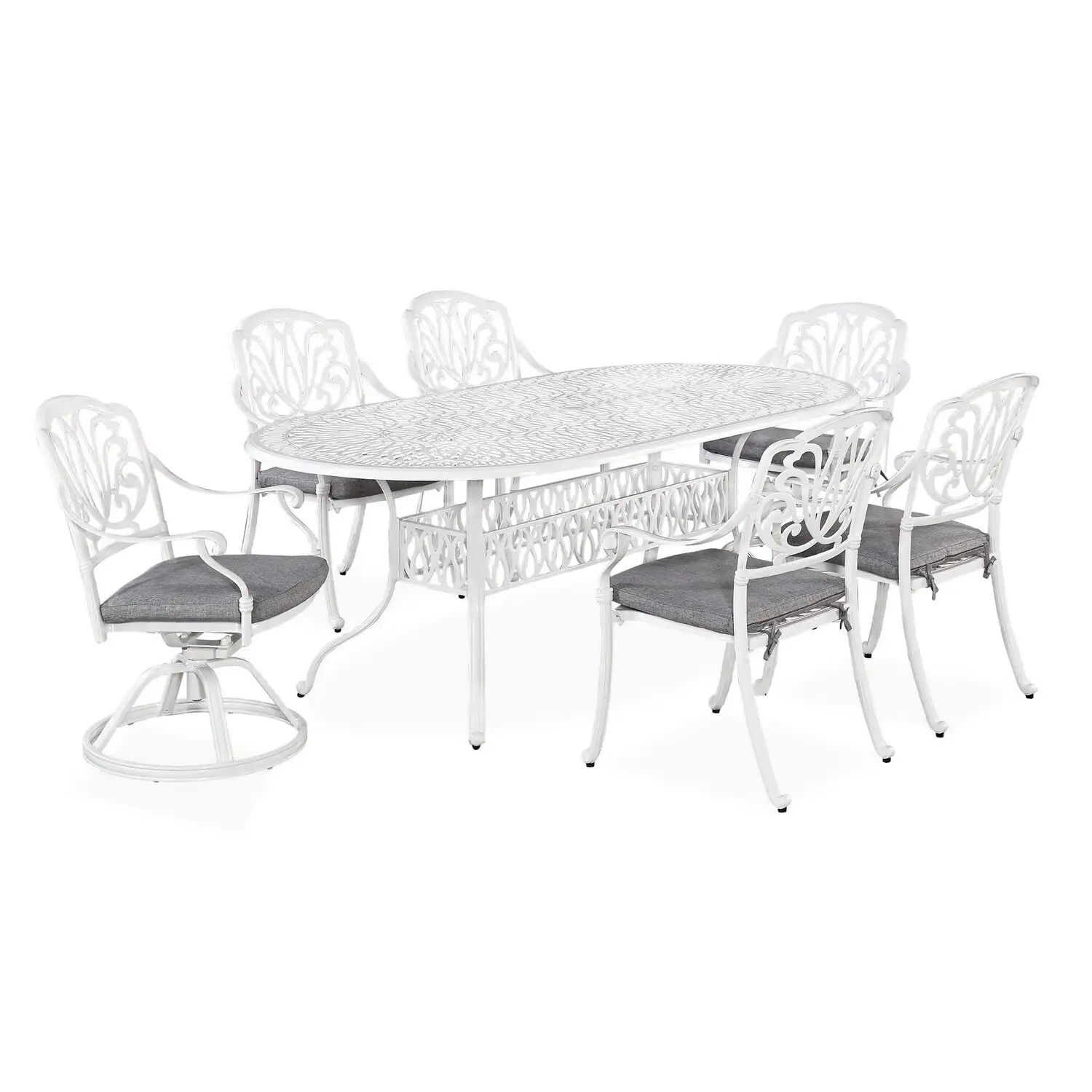 Homestyles Capri White Aluminum 7 Piece Outdoor Dining Set