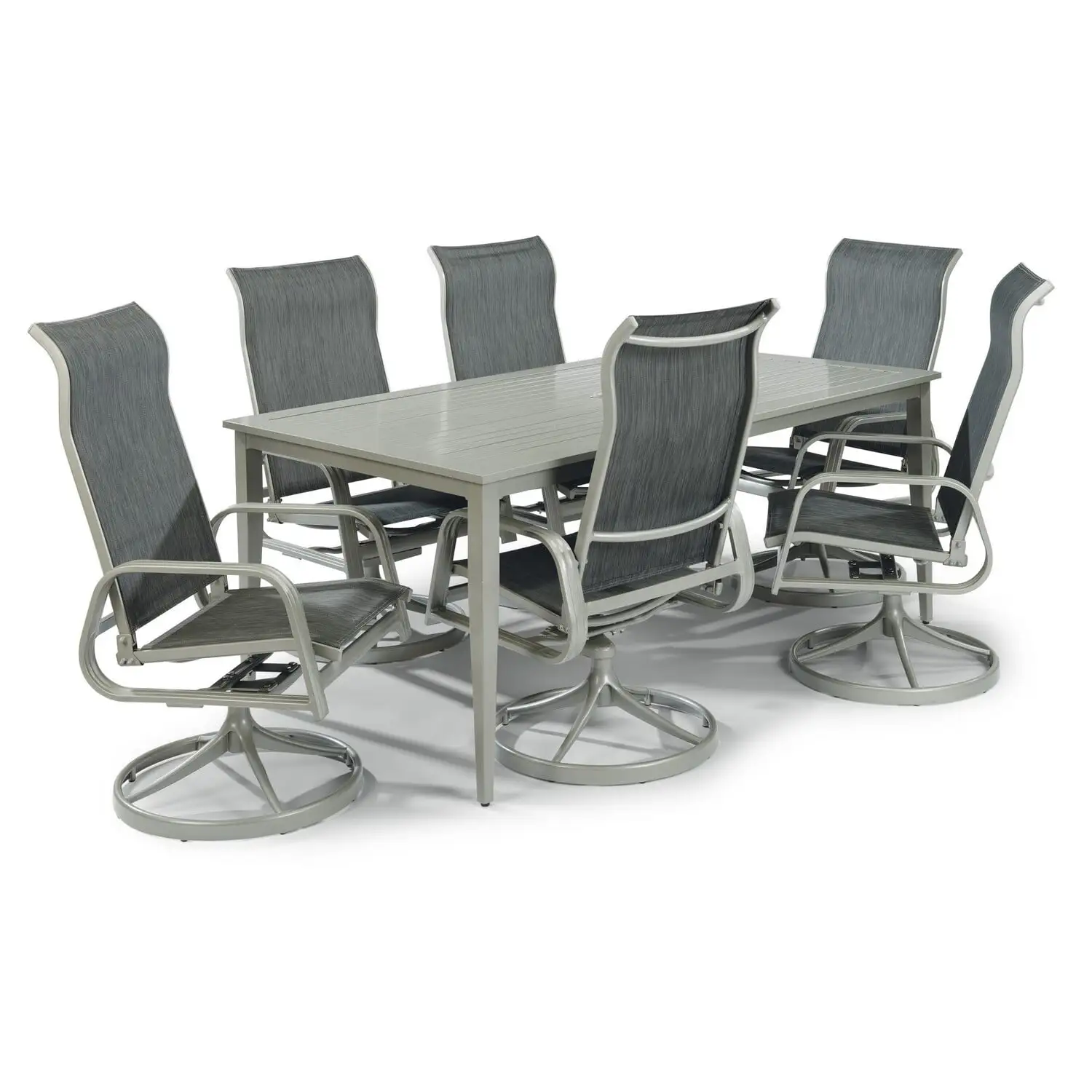 Homestyles Captiva Aluminum 7 Piece Outdoor Dining Set in Gray