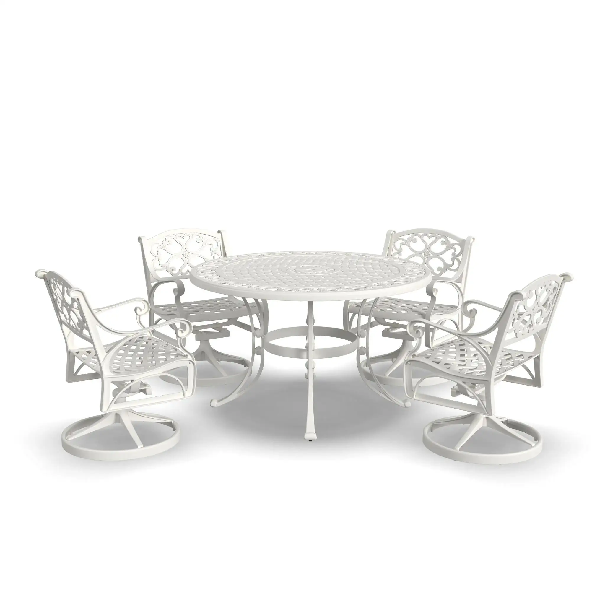 Homestyles Sanibel Aluminum 5 Piece Outdoor Dining Set in White