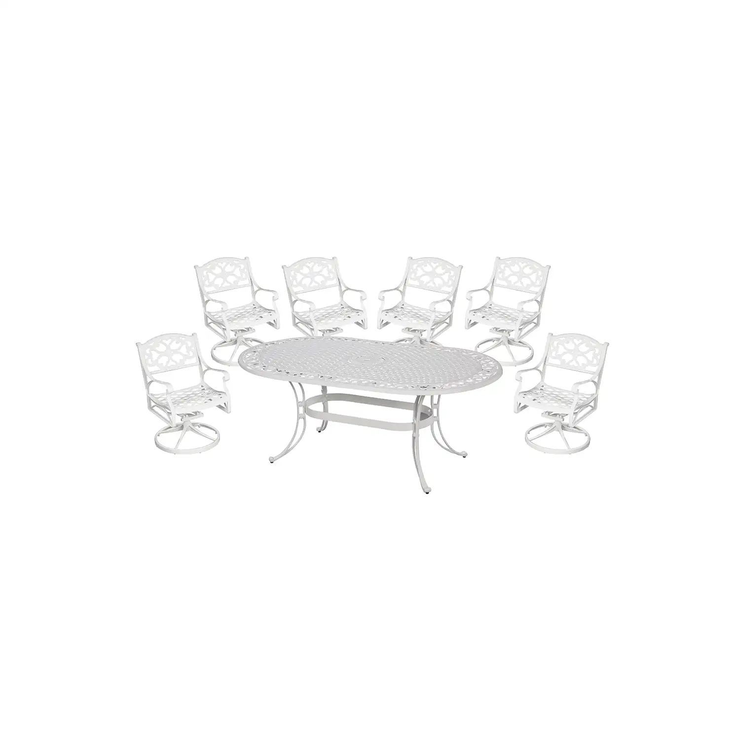 Homestyles Sanibel Aluminum 7 Piece Outdoor Dining Set in White