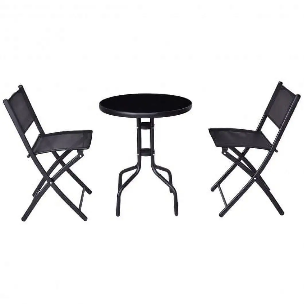 Indoor and Outdoor 3 PCs Folding Bistro Table Chairs Set