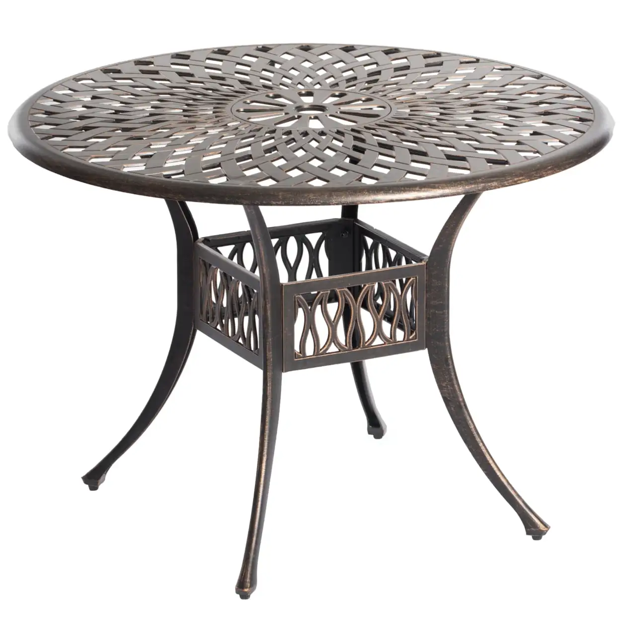 Indoor and Outdoor Bronze Dinning Set 2 Chairs with 1 Table Bistro Cast Aluminum.