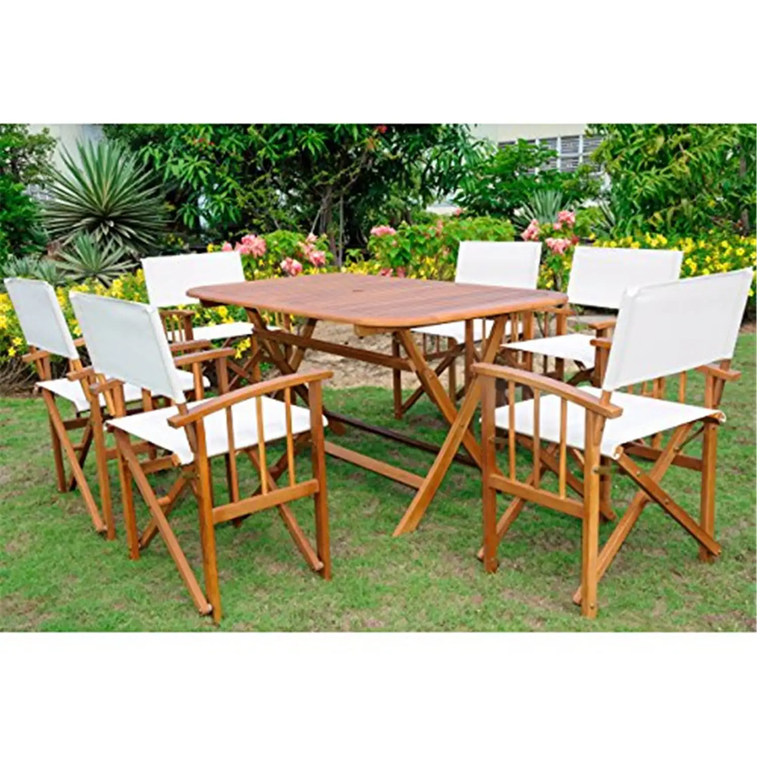 International Caravan Cariati Stained Acacia Hardwood Outdoor 7-piece Dining Set