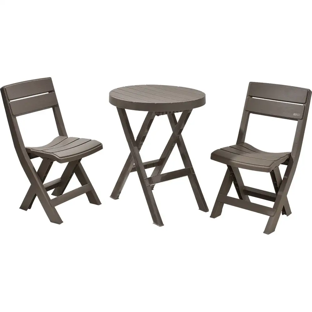 Inval 3-Piece Patio Bistro Set with Round Table by Rimax in Mocha