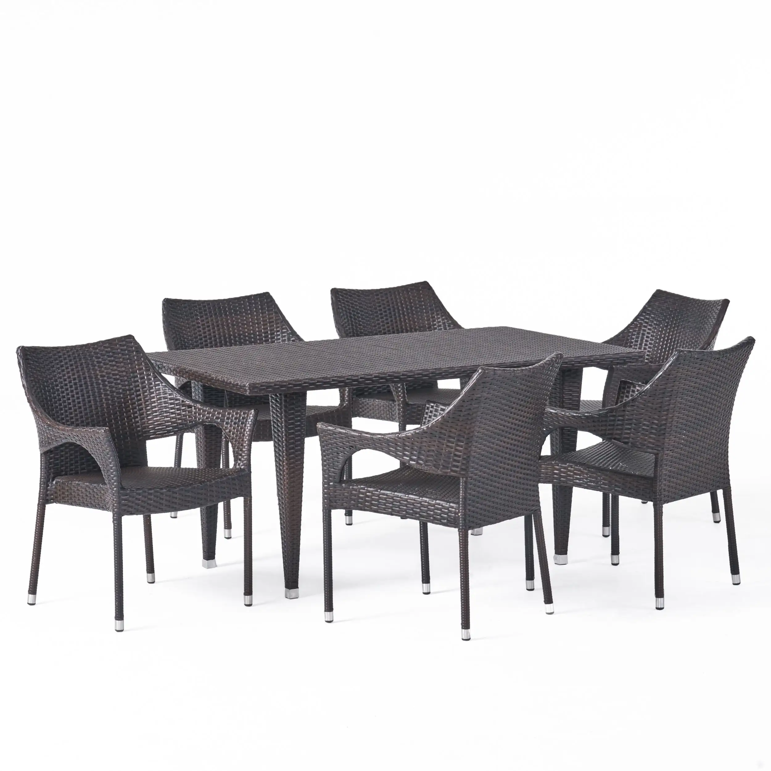 Jackson Brown PE Wicker 7-piece Outdoor Dining Set