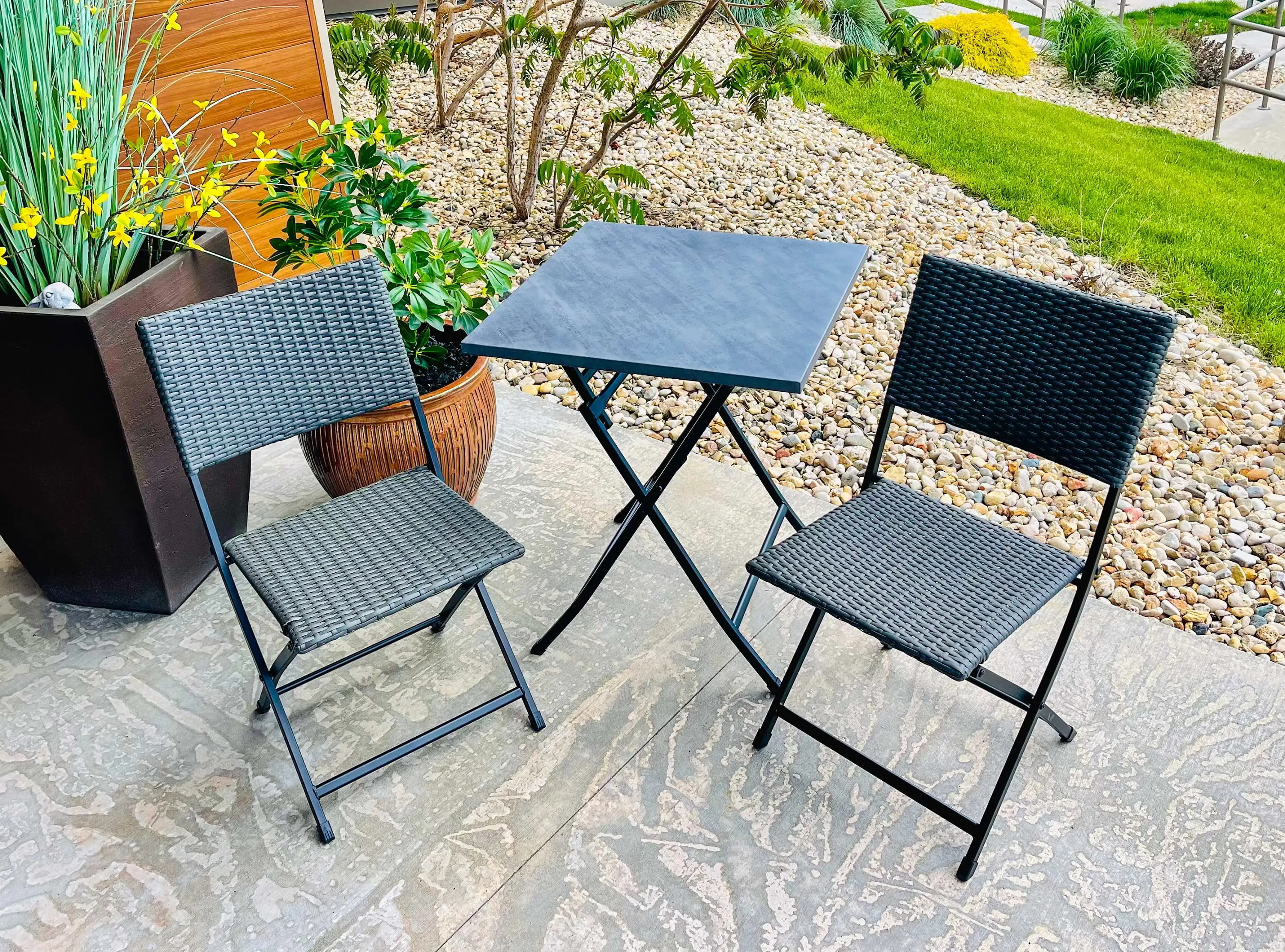 Klara 3pc folding bistro set-Dark Grey