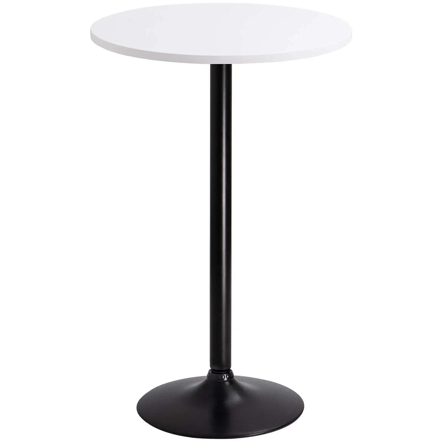 LACOO Round Bistro Pub Table 23.8 Bar Height Cocktail Table with Metal Leg and Base. White