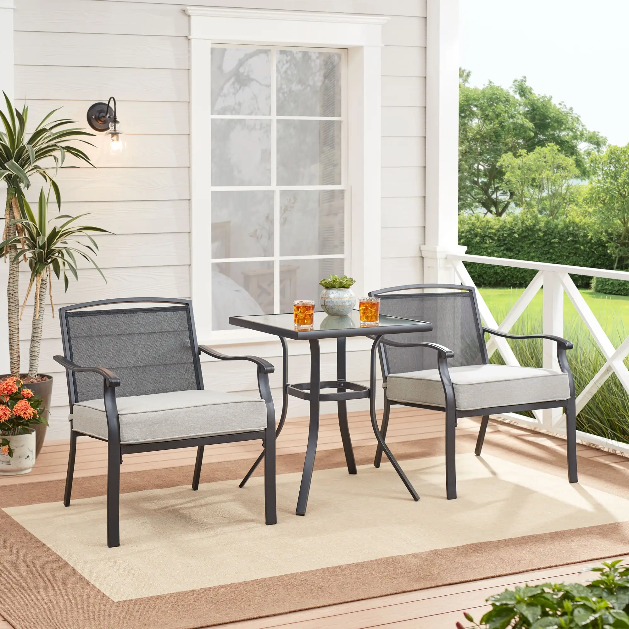 Mainstays Alexandra Square 3-Piece Outdoor Patio Bistro Set. Gray