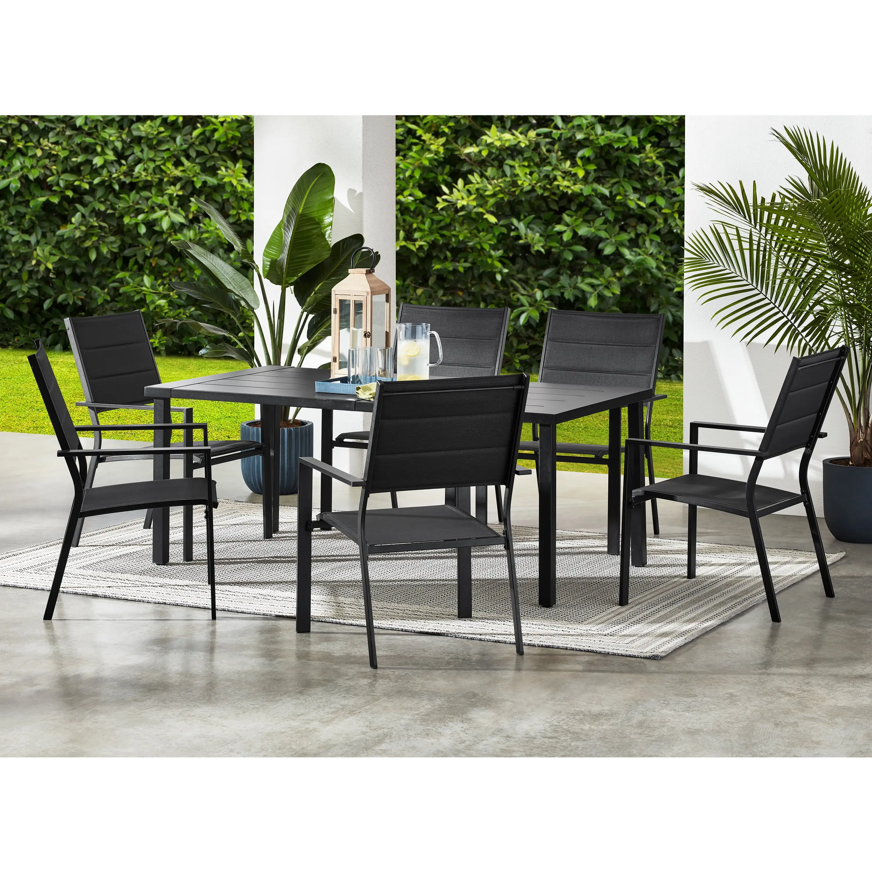 Mainstays Dashwood 7-Piece Outdoor Dining Set. Black