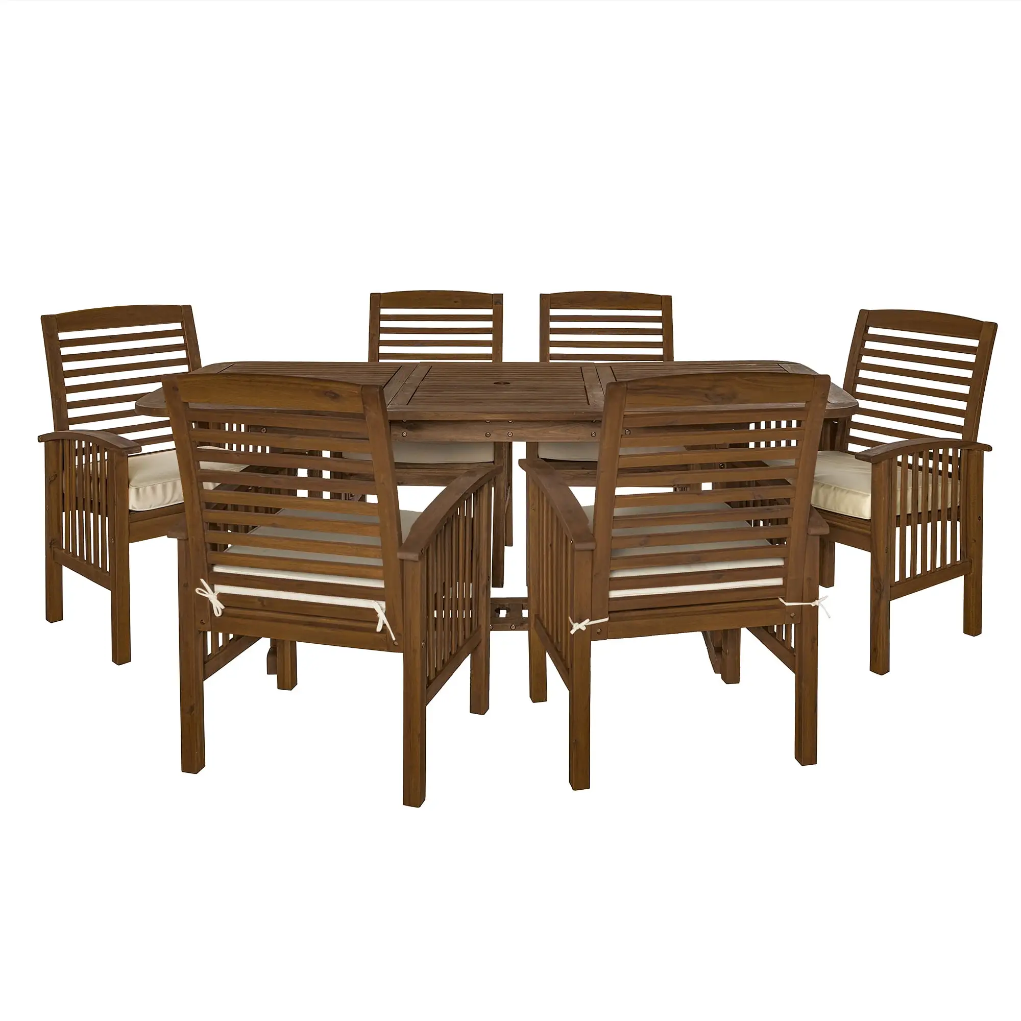 Manor Park 7-Piece Solid Wood Outdoor Patio Dining Set. Dark Brown