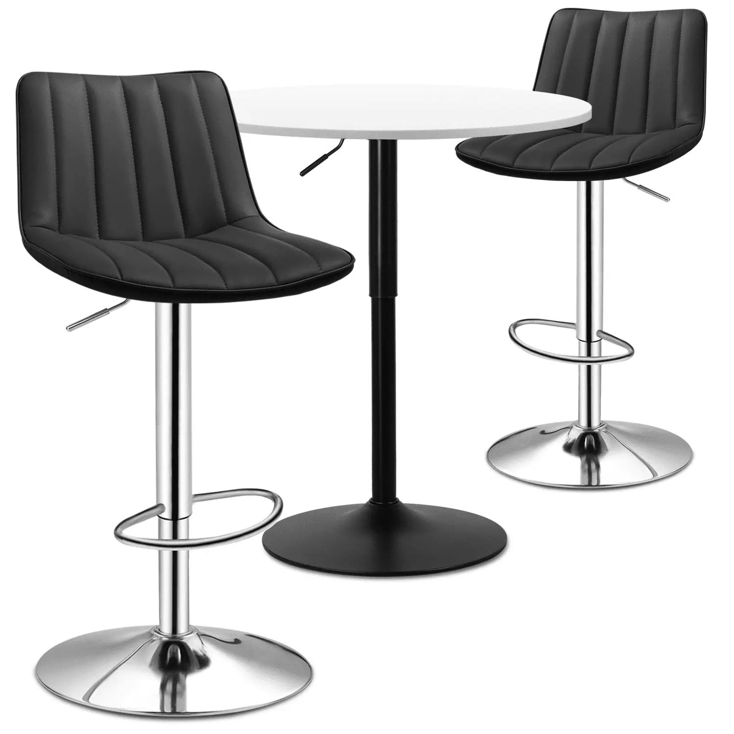 MoNiBloom 3 Piece Bar Dining and Chair Set. Round Bar Table 31.5 Top Cocktail Bar Table and Modern Bar Stools for Dining Room