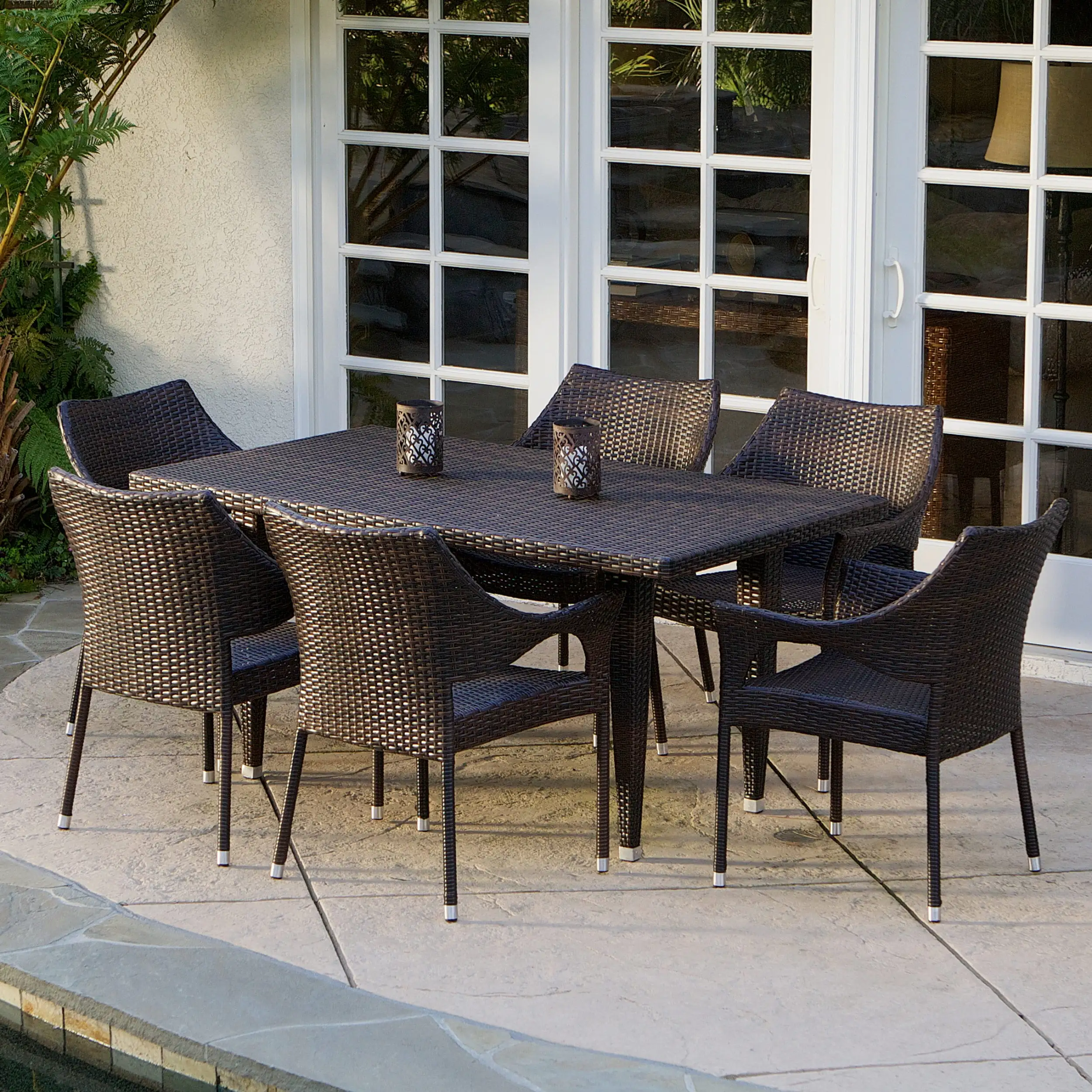 Noble House Brown 7 - Piece Outdoor Dining Set