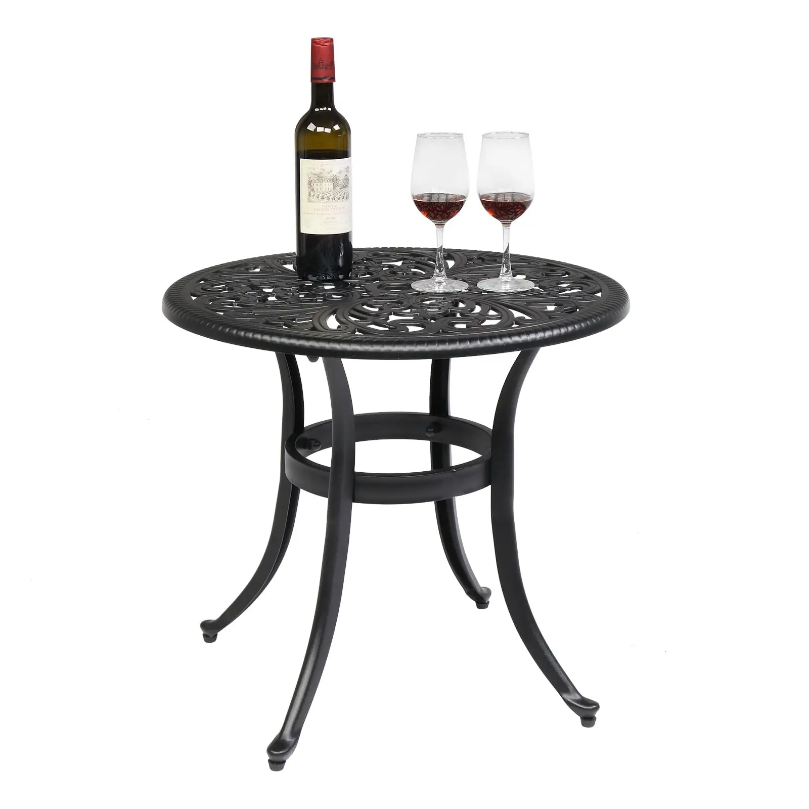 OverPatio 23.6 in Cast Aluminum Bistro Table. Outdoor Round Side Table for Patio Garden Yard