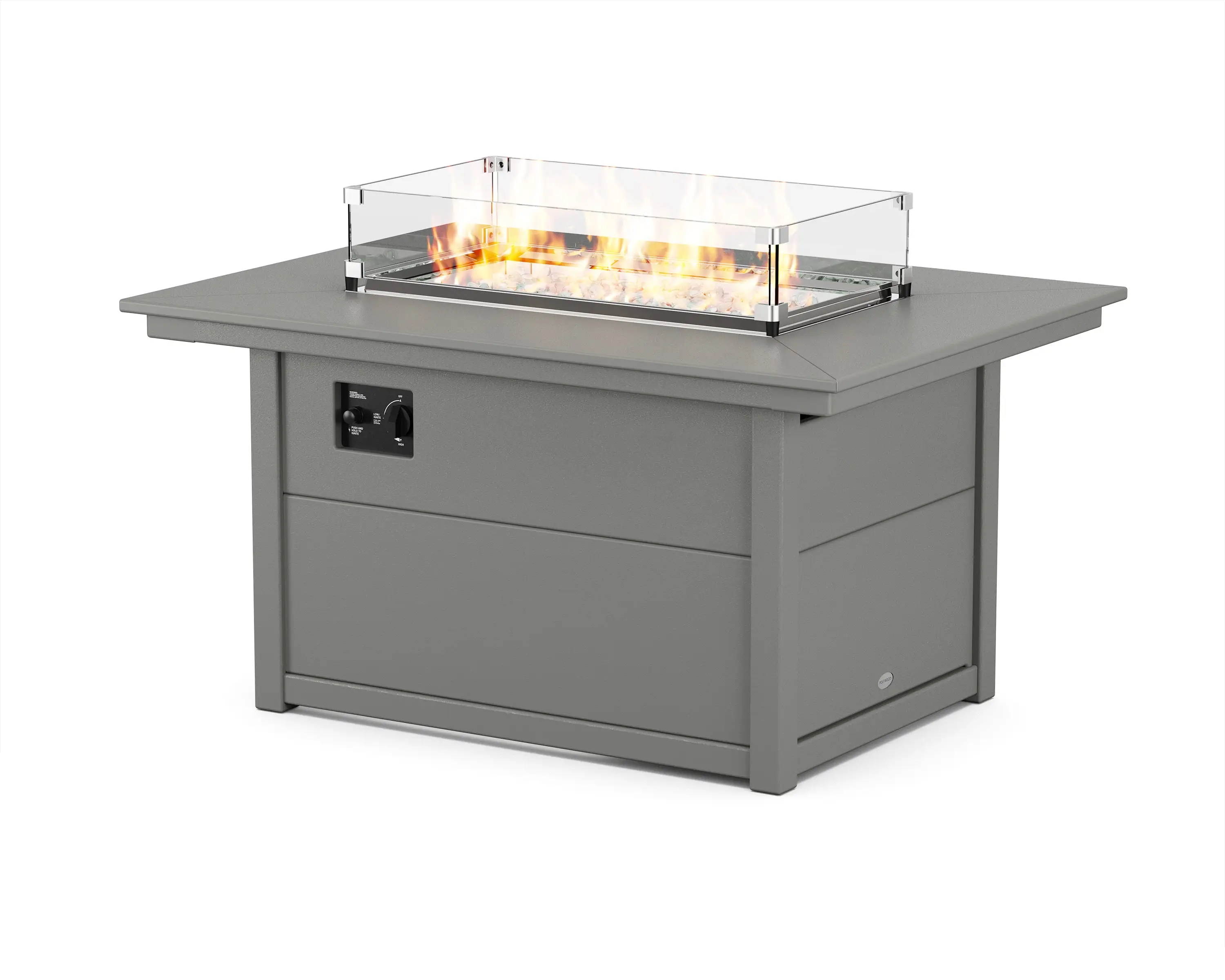 POLYWOOD Rectangle 34 X 46 Fire Pit Table in Slate Grey