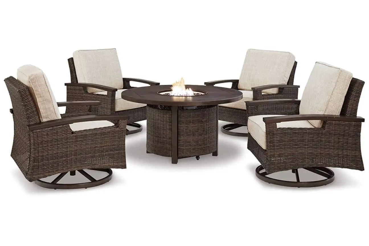 Paradise Trail Outdoor Fire Pit Table and 4 Chairs