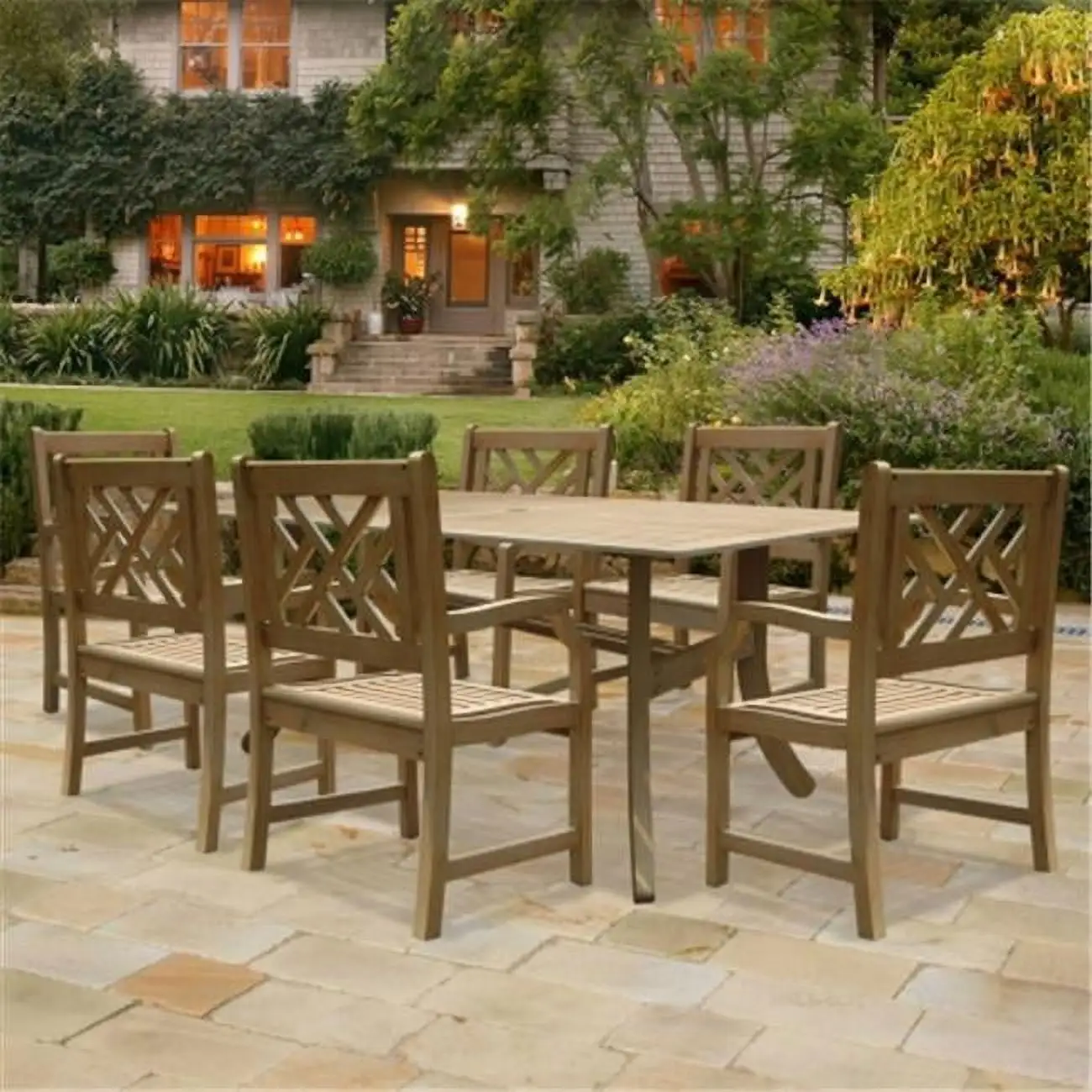 Renaissance Outdoor 7-piece Hand-scraped Wood Patio Dining Set