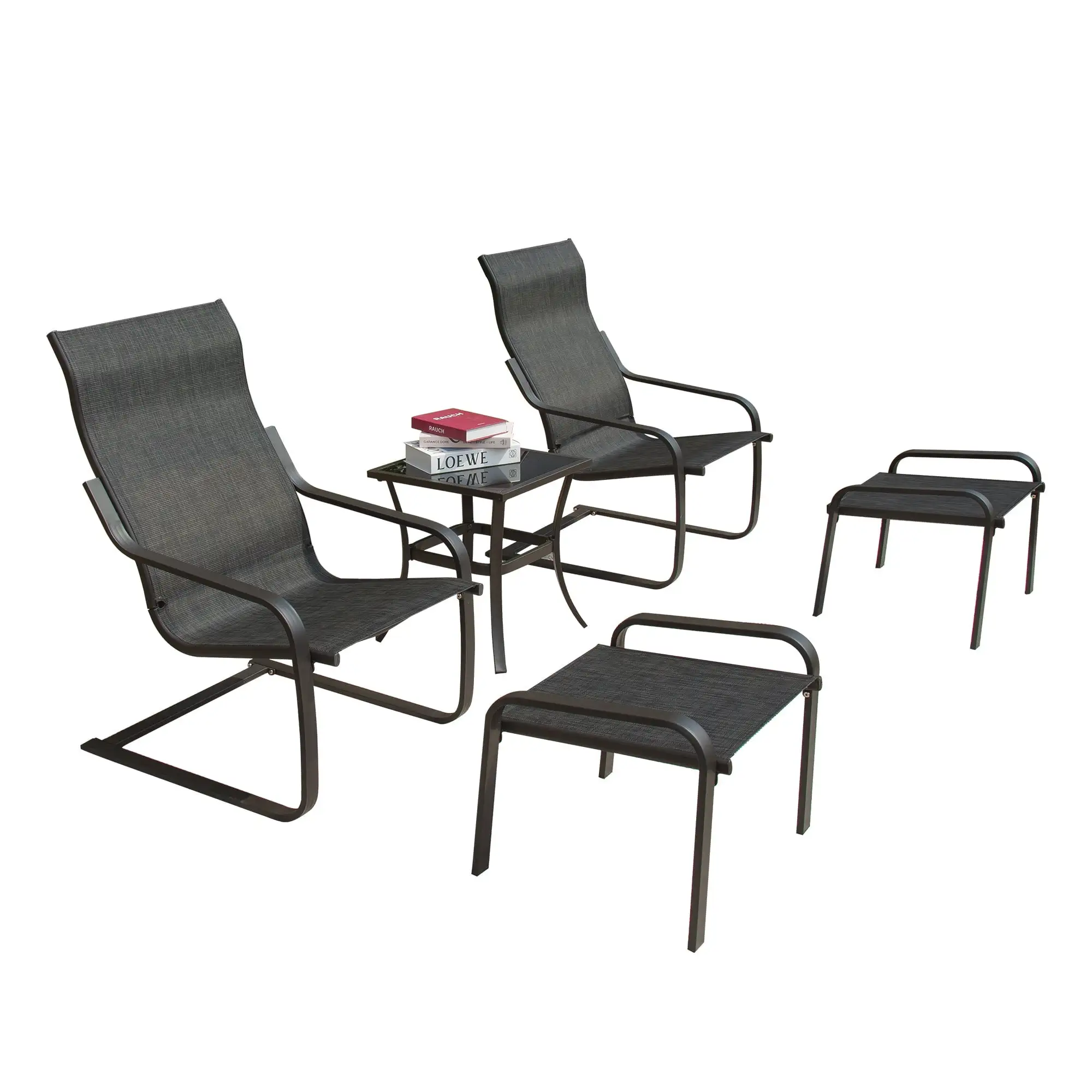 Schott 5 Pc Outdoor Patio Bistro Seating Set - Dark Gray