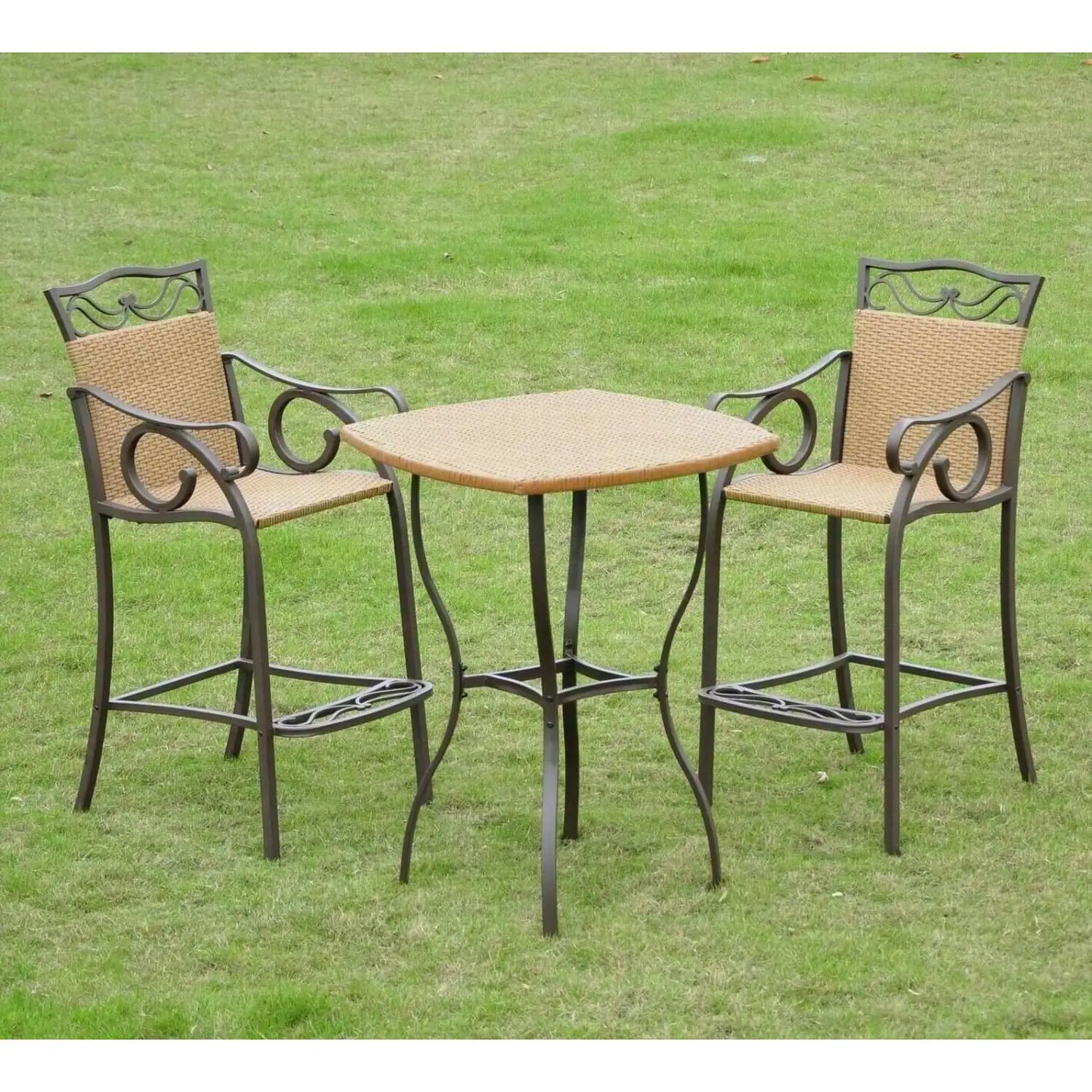 Set of 3 Valencia Resin Wicker/Steel Bar Height Bistro Group