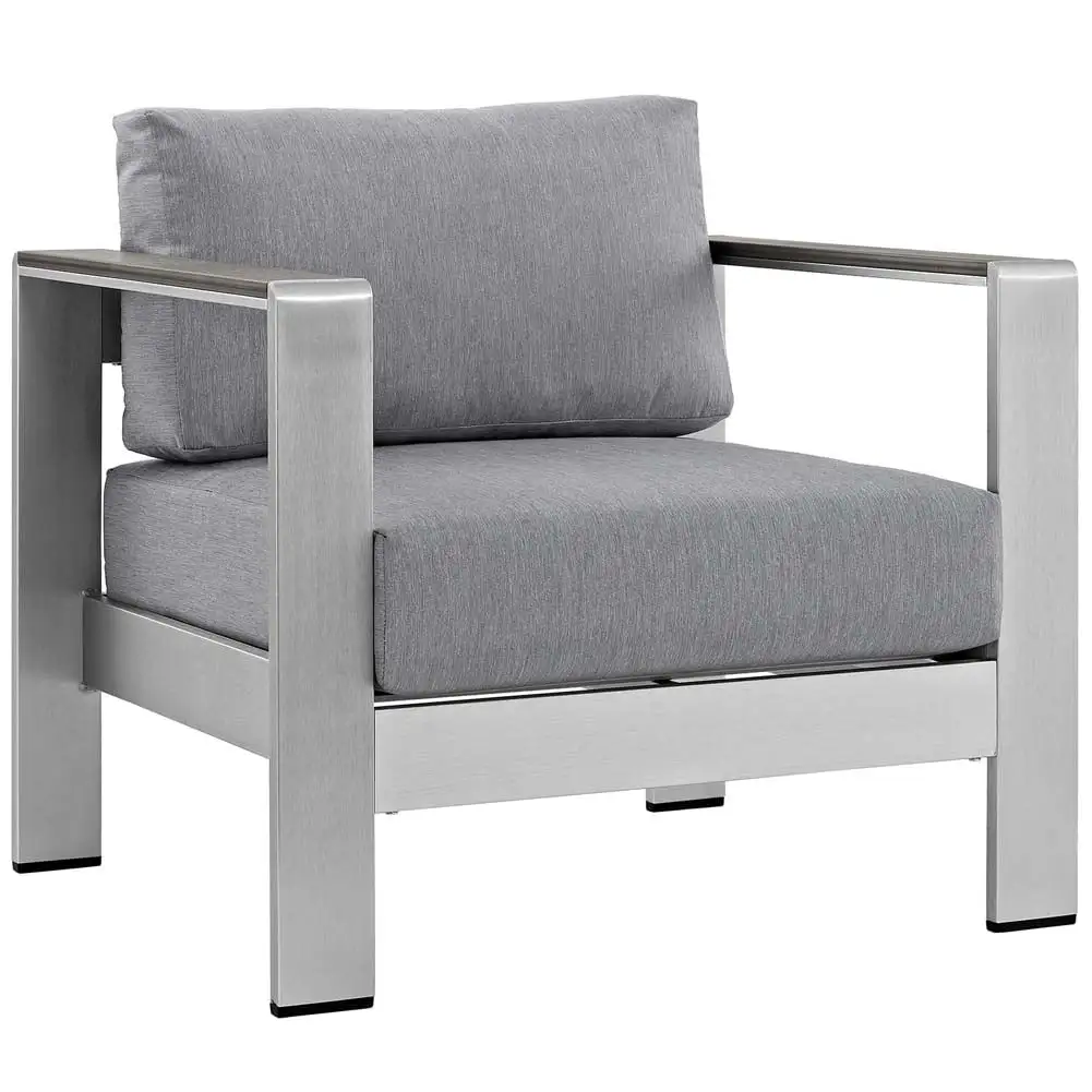 Silver Gray Shore Outdoor Patio Aluminum Armchair