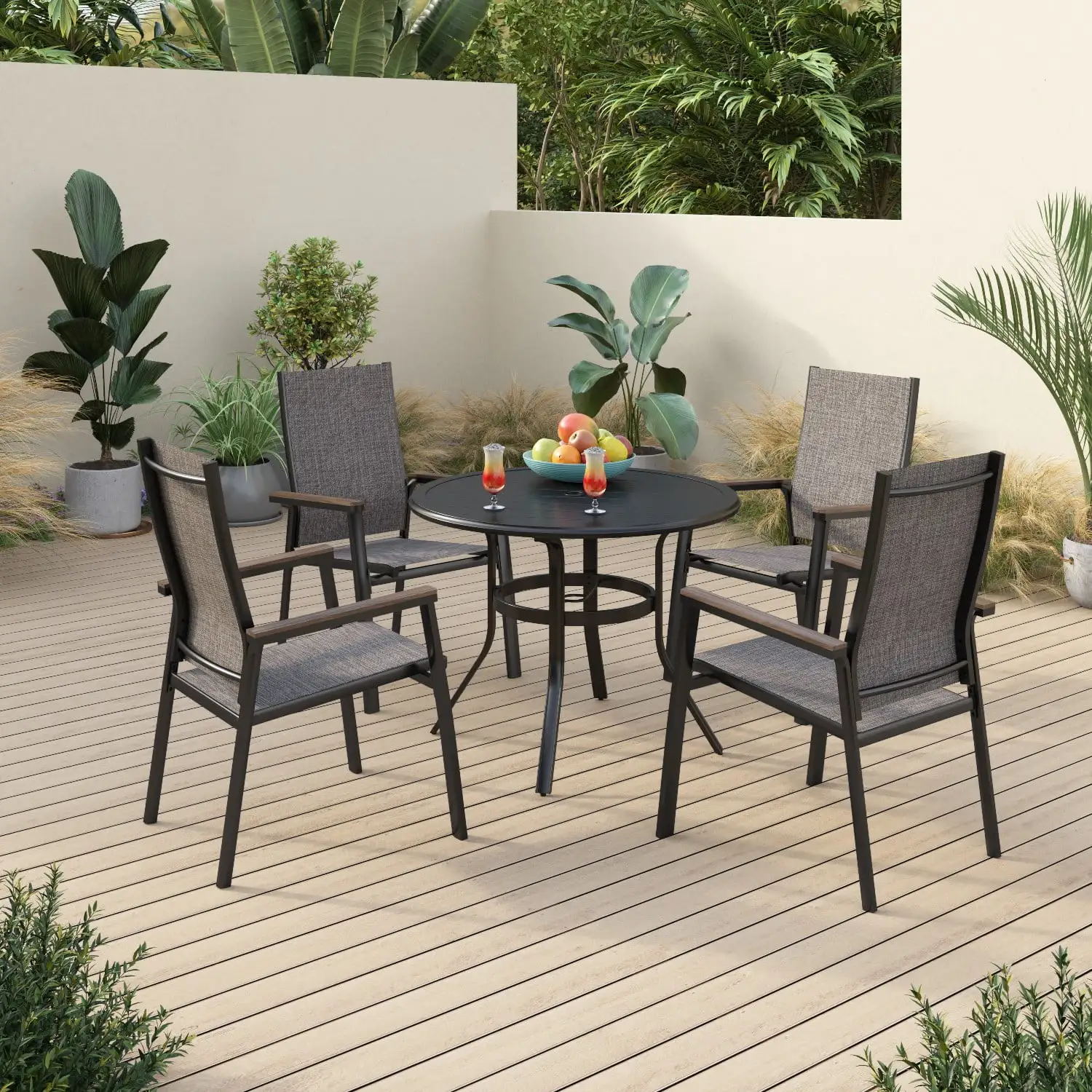 Sophia&William 5-Piece aluminum Outdoor Patio Dining Furniture Set. Gray