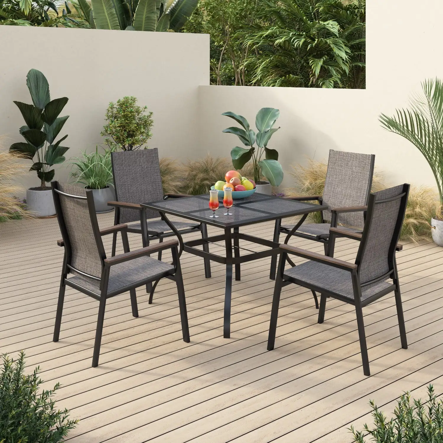 Sophia&William 5-Piece aluminum Outdoor Patio Dining Furniture Set. Gray