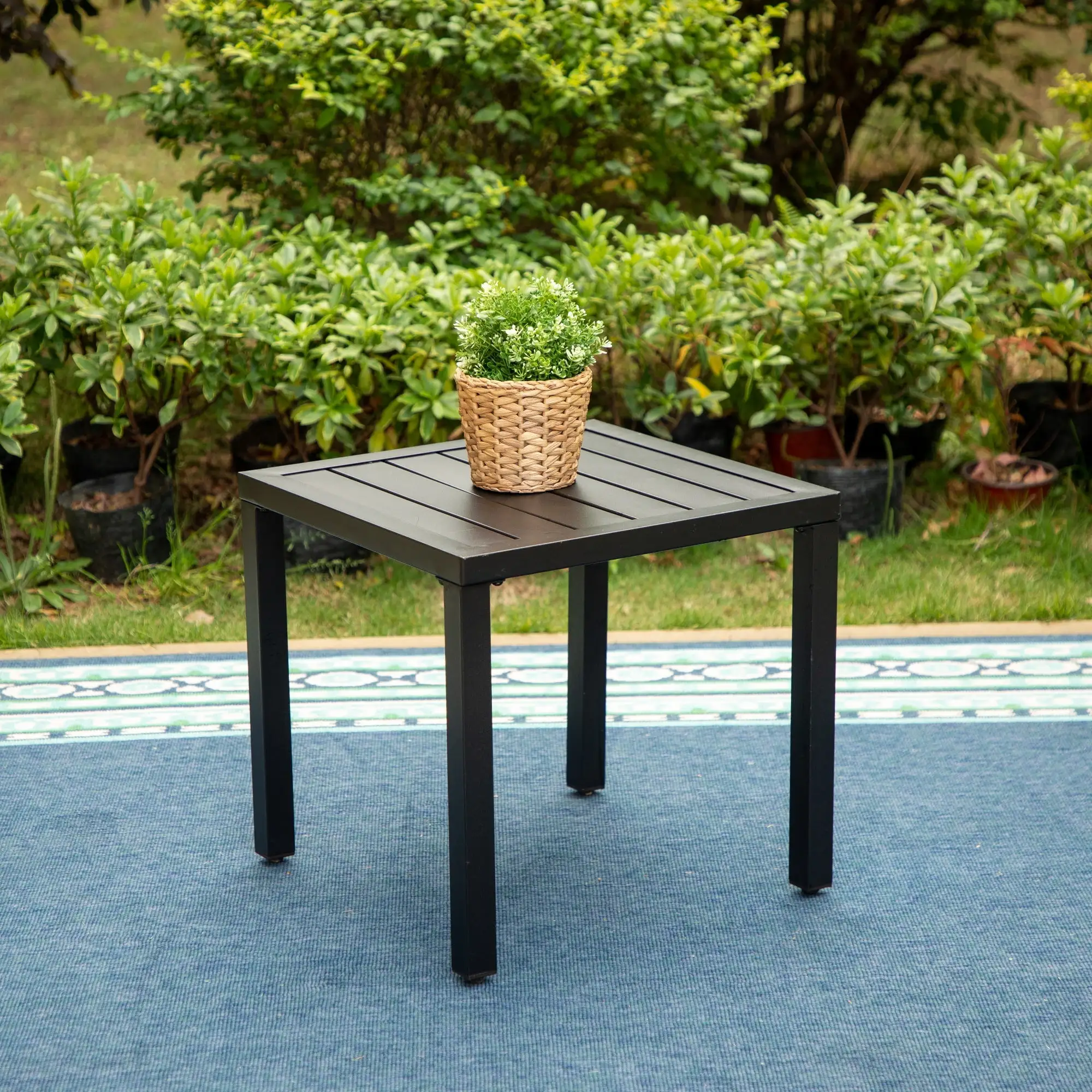 Sophia & William Patio Square E-coated Black Metal Side Table