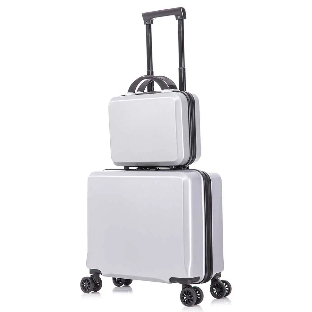 Spaco 2 Piece Travel Luggage Set Hard shell Suitcase with Spinner Wheels. 18 Inch Underseat Luggage. Luggage Set Clearance .Suitcase with Spinner Wheels. Silver