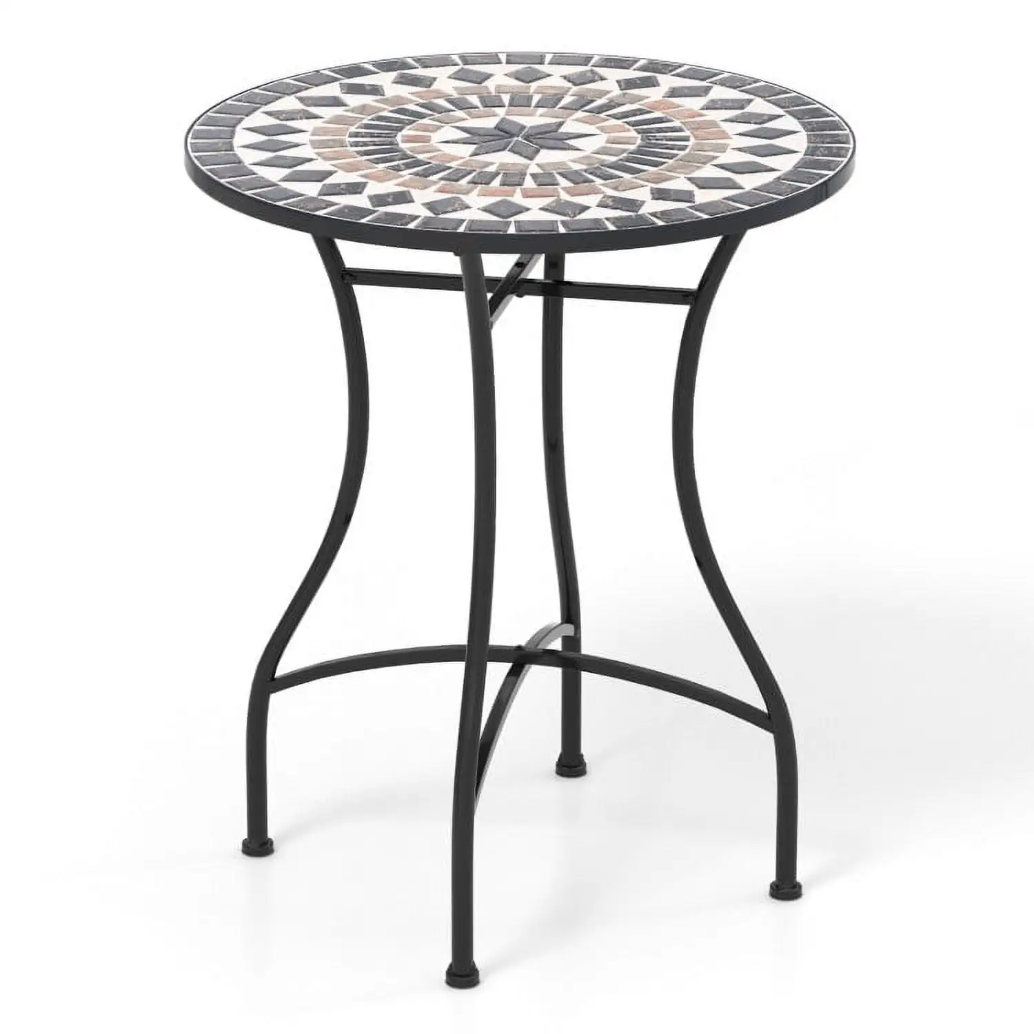 Spaco 24 Inch Patio Bistro Table with Ceramic Tile Tabletop-C. Outdoor Dining Table for Outside Patio.Living Room