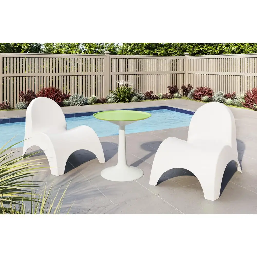 Strata Furniture 2 Angel Trumpet Patio Chairs & Sprout Table in White/Green