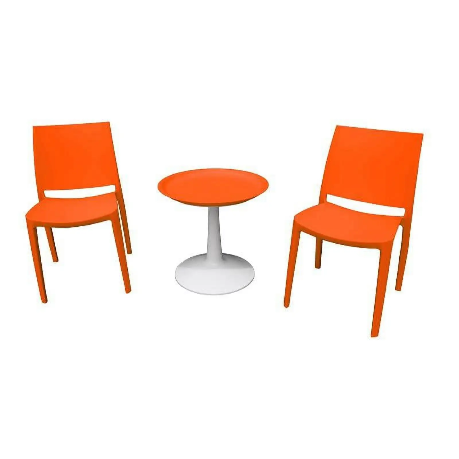 Strata Furniture 2 Sensilla Weatherproof Patio Chairs & Sprout Table in Orange