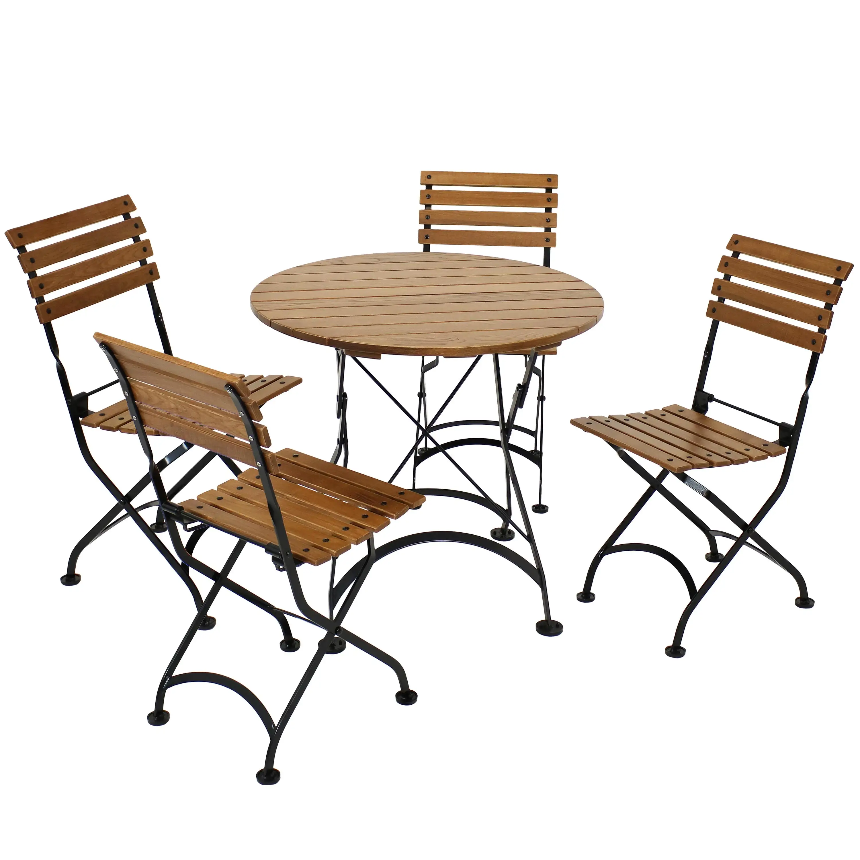 Sunnydaze European Chestnut Wood Folding Bistro Table and Chairs Set