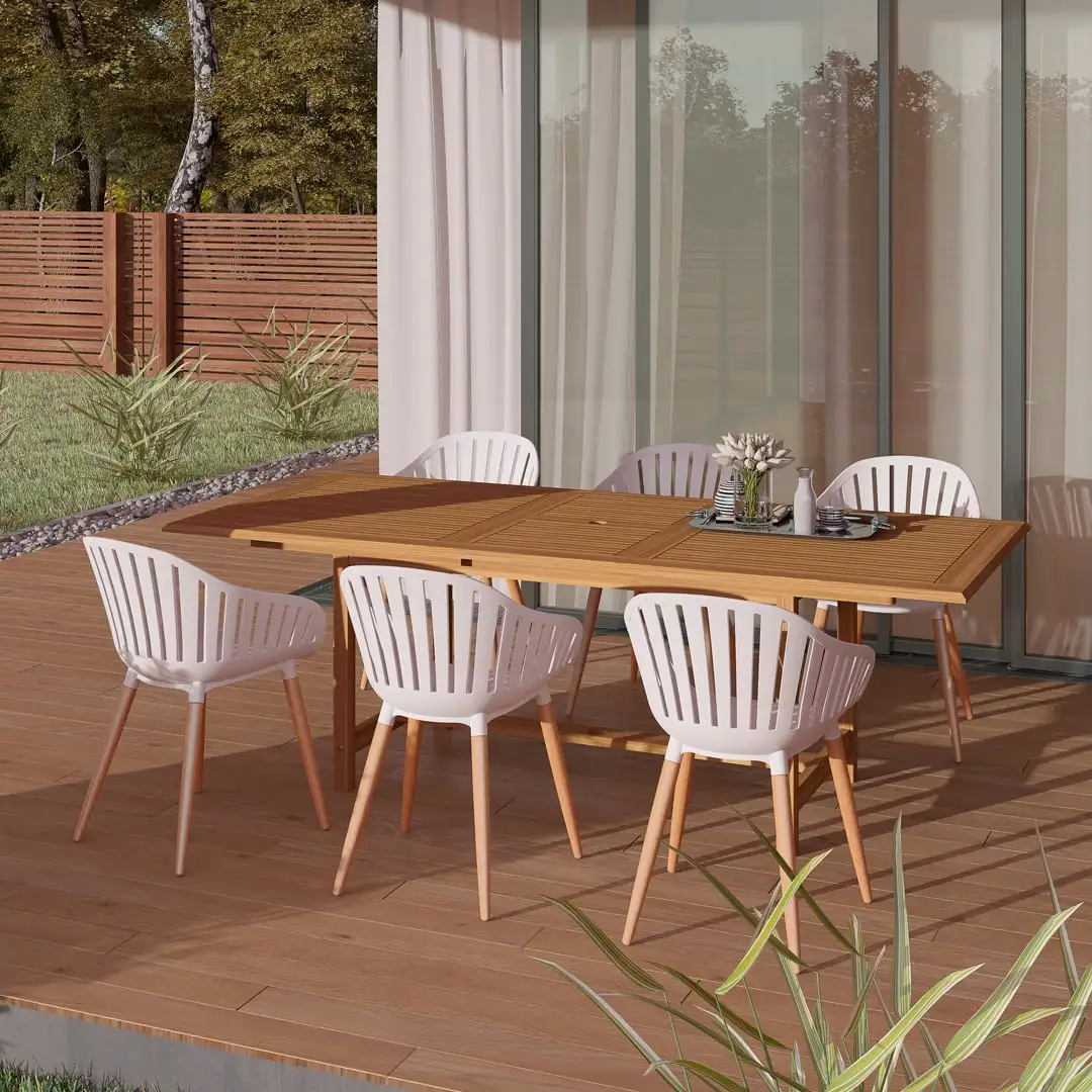 Sydney 7 Piece Solid Wood 100% FSC Certified Rectangular Outdoor Dining Set