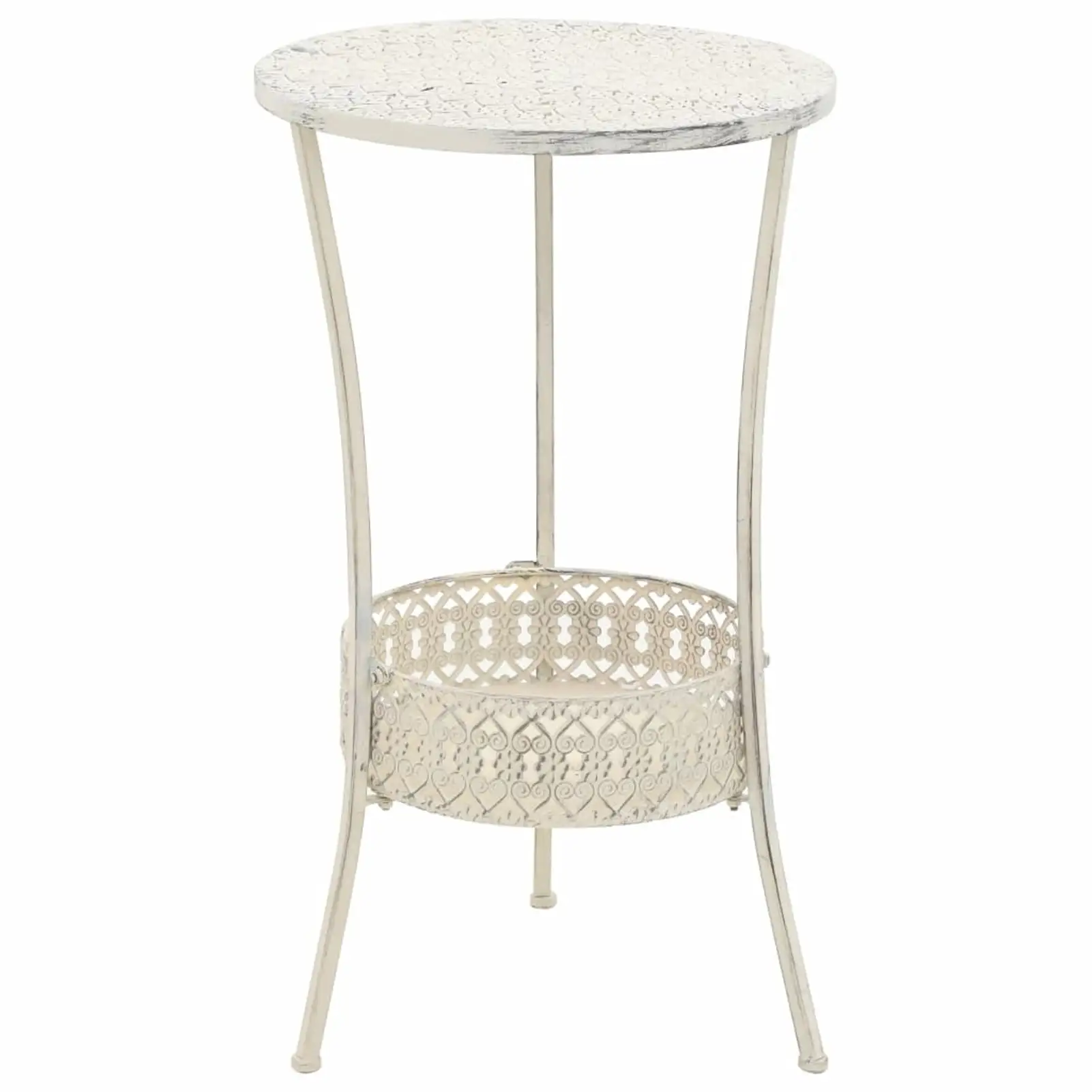 Uteam Vintage Round Bistro Table Metal White 15.7x27.5