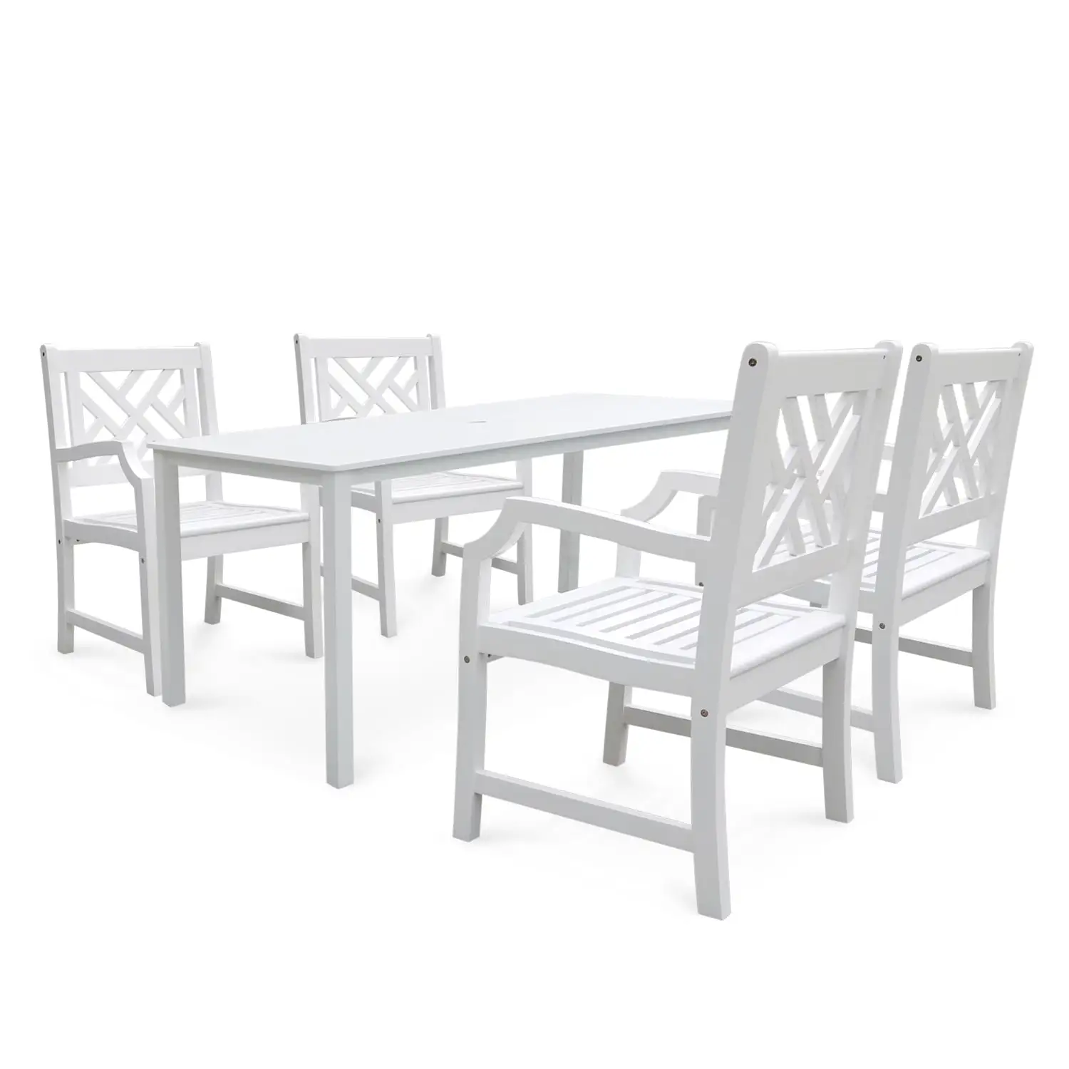 VIFAH Bradley Outdoor 5-piece Wood Patio Dining Set in White