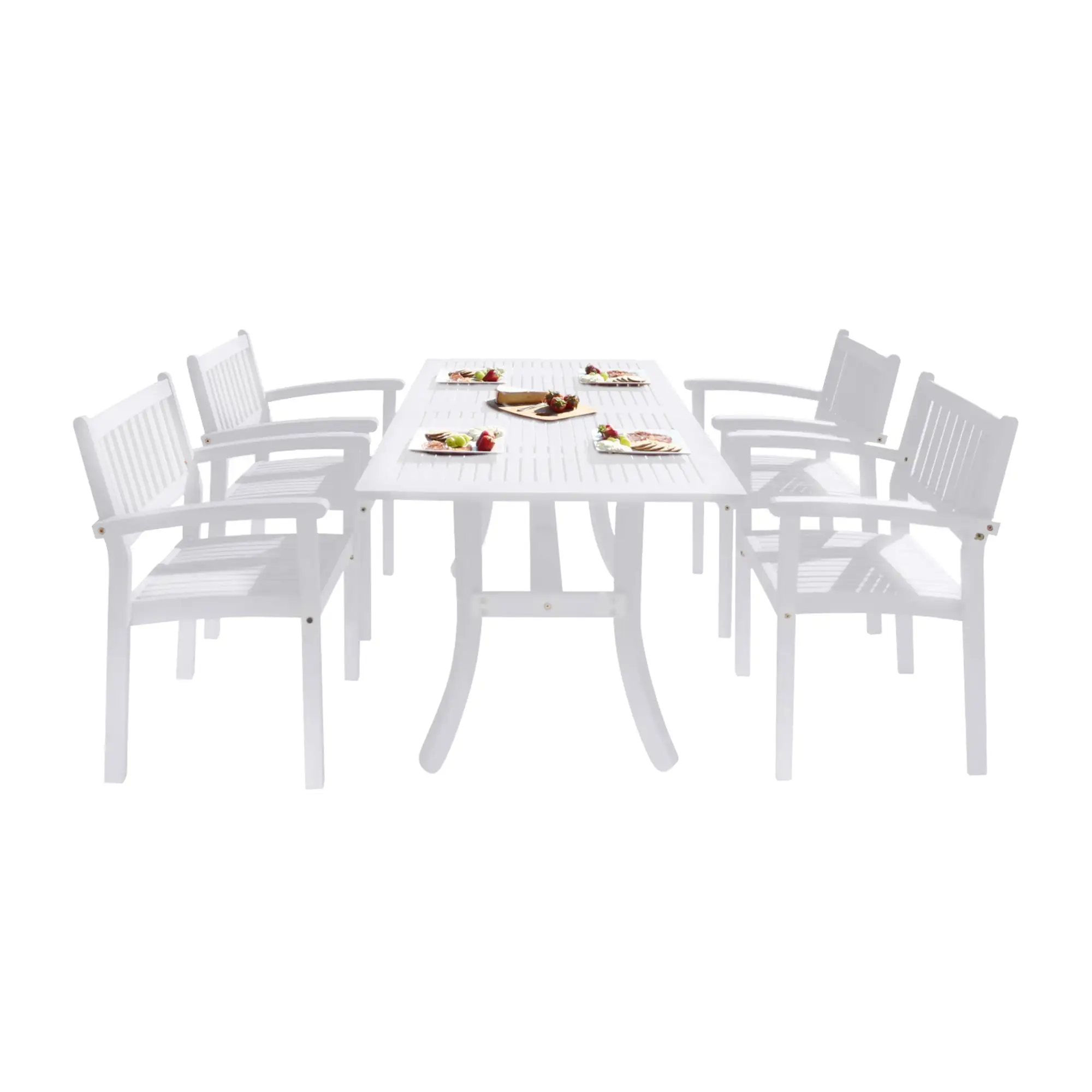 VIFAH Bradley Outdoor Patio Wood 5-piece Dining Set with Stacking Chairs - White