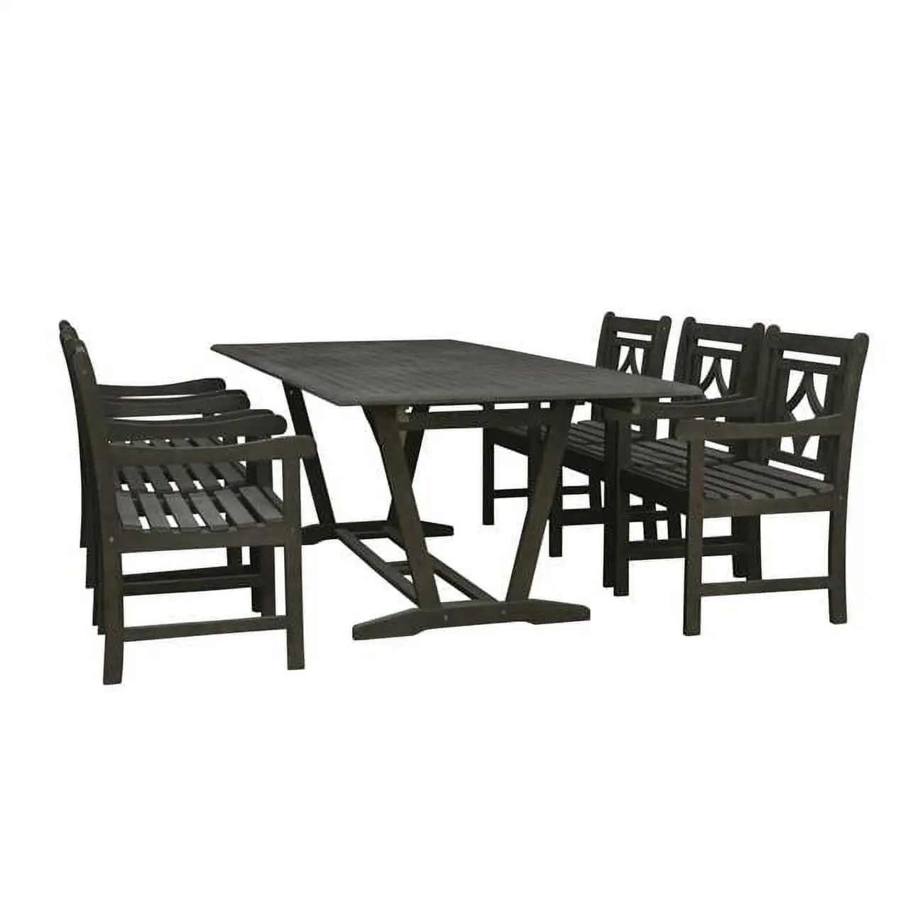 VIFAH Renaissance Outdoor 7-piece Wood Patio Extendable Table Dining Set - Vista Grey