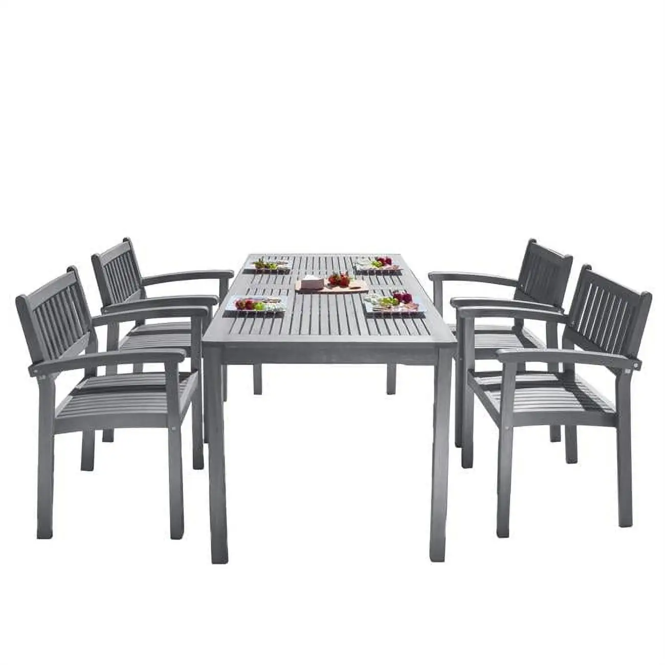 Vifah Renaissance Outdoor Patio Hand-Scraped Wood 5-Piece Dining Set V1297SET27