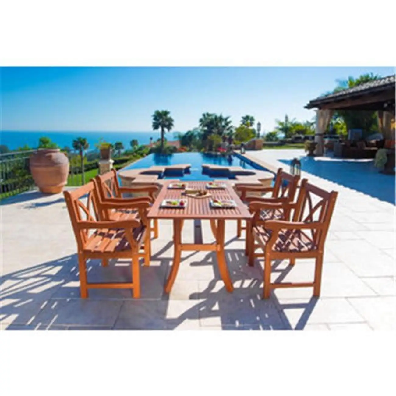 Vifah Malibu 5 Piece Wood Patio Dining Set