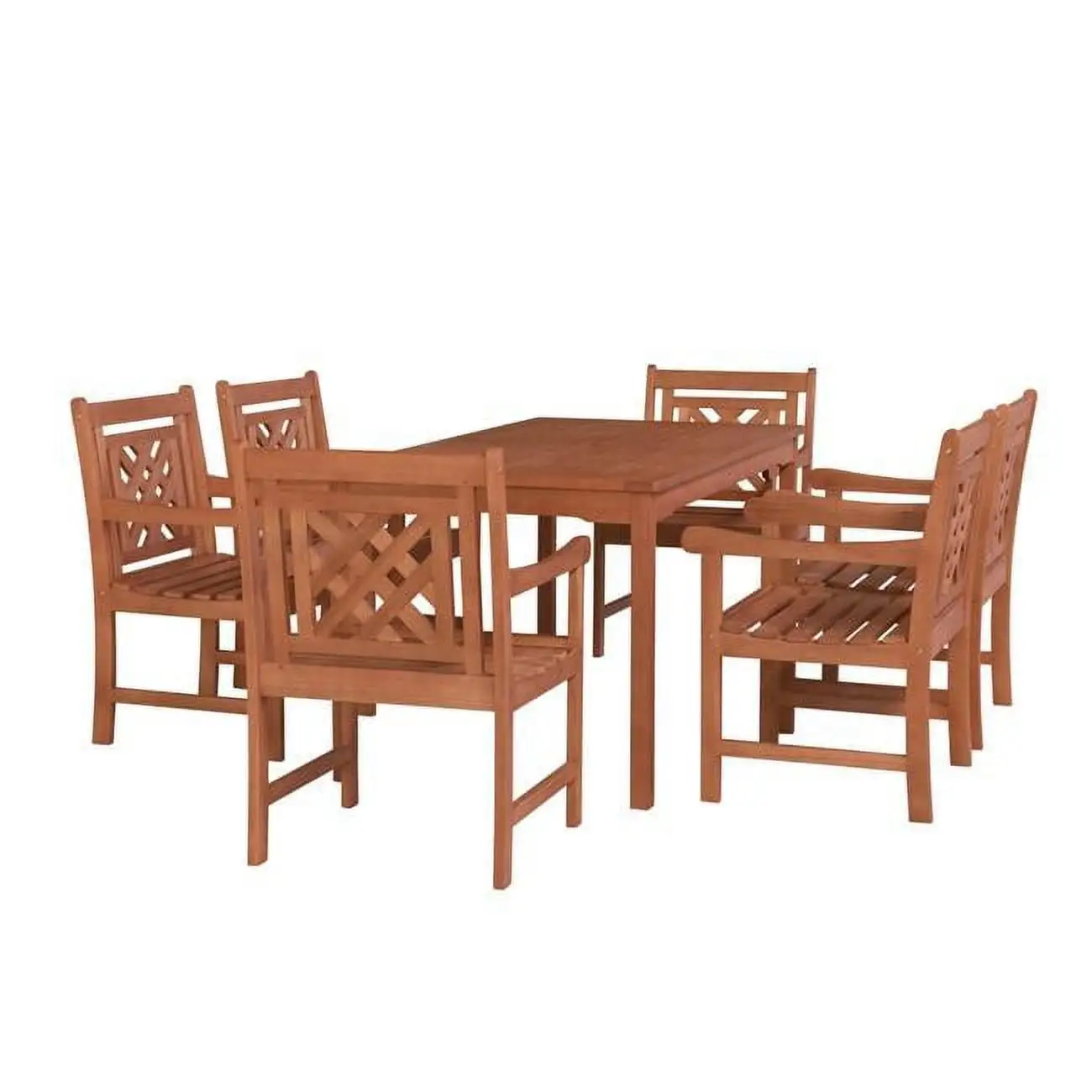 Vifah Malibu 7 Piece Patio Dining Set in Natural