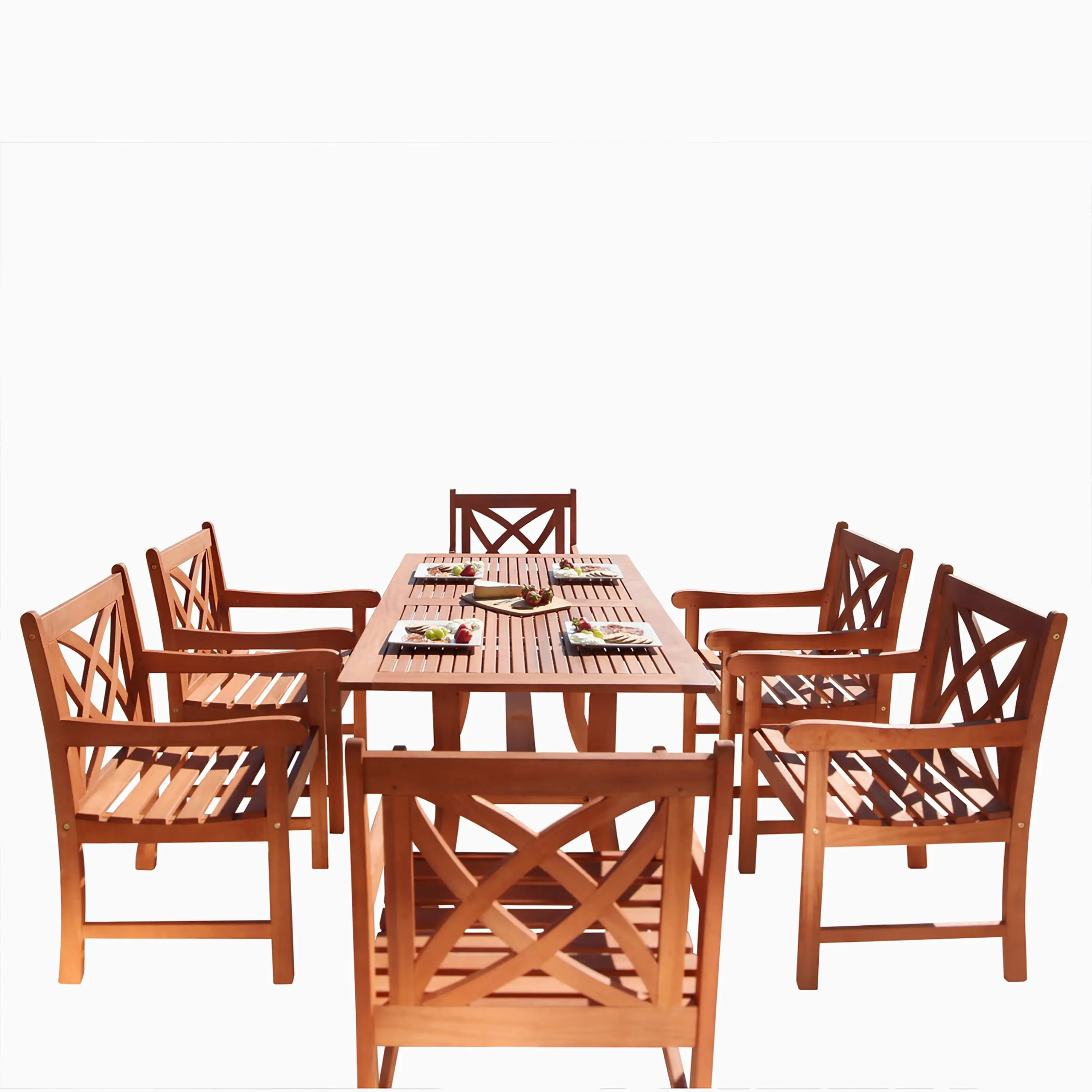 Vifah Malibu 7 Piece Wood Patio Dining Set