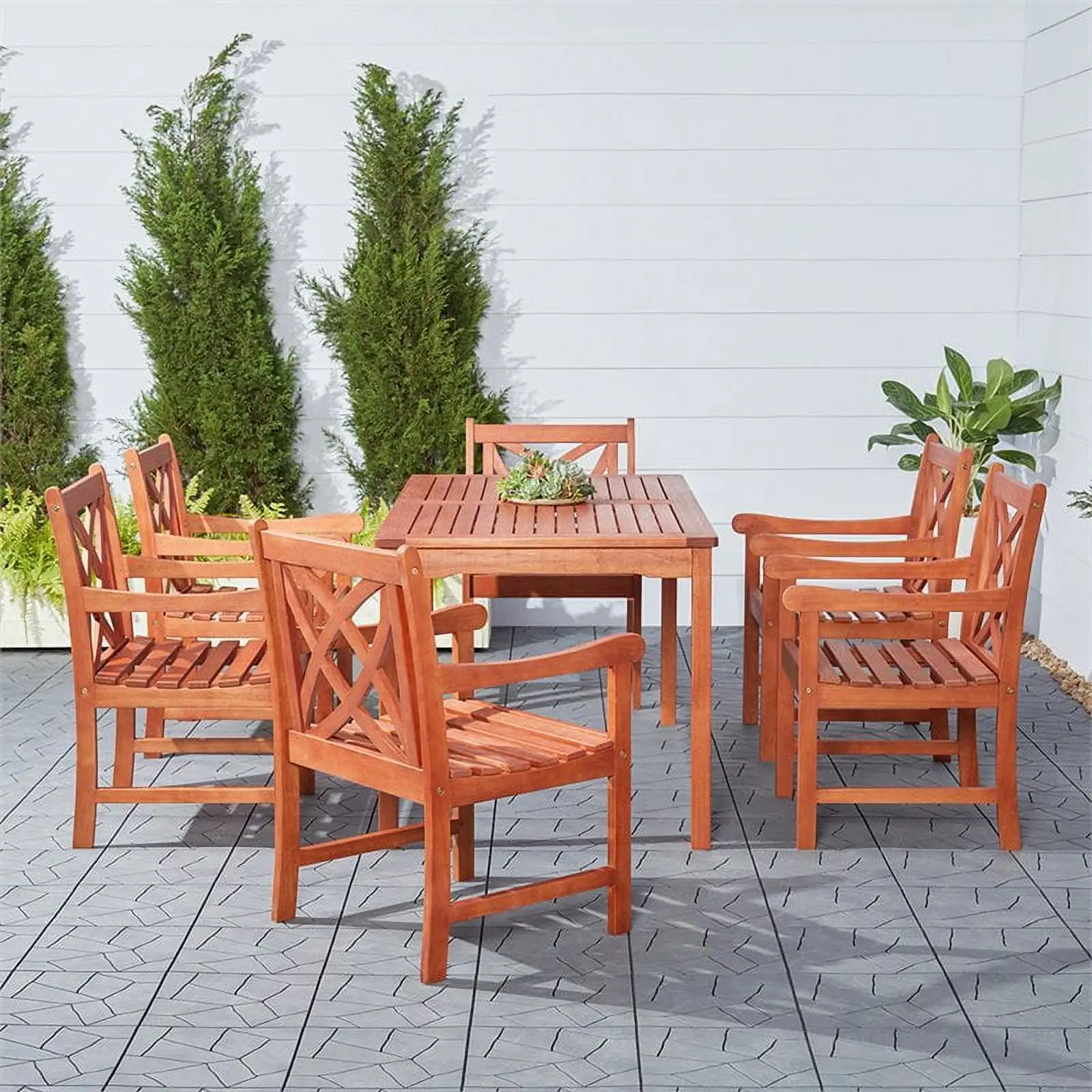 Vifah Malibu 7 Piece Wood Patio Dining Set