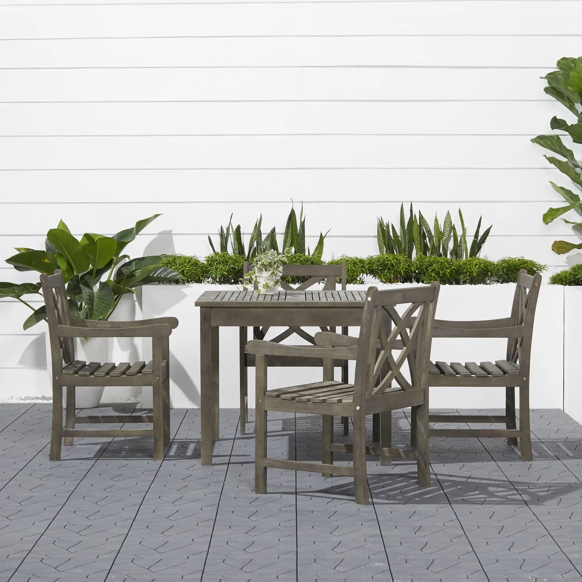 Vifah Renaissance 5 Piece Patio Dining Set in Vista Gray