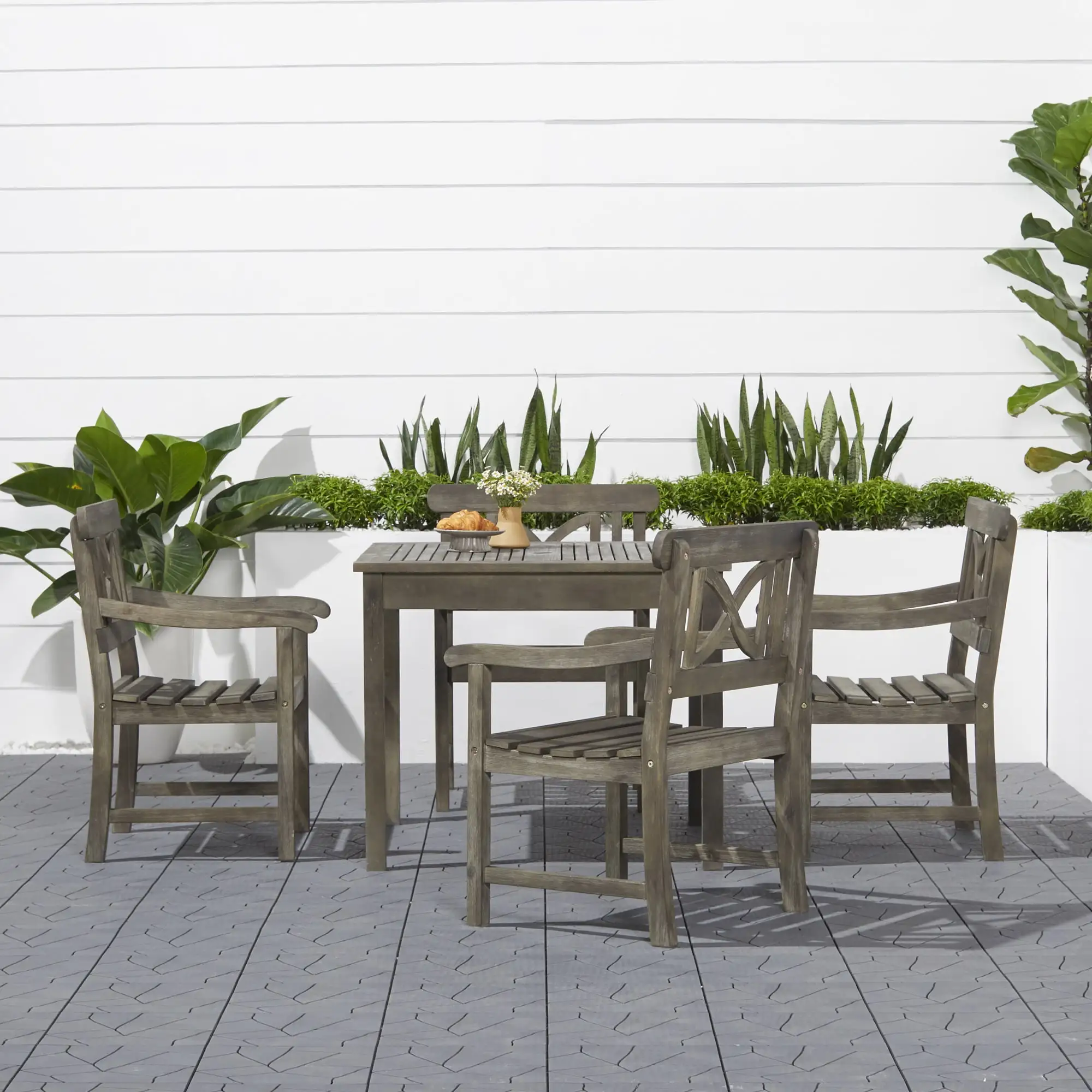 Vifah Renaissance 5 Piece Patio Dining Set in Vista Gray