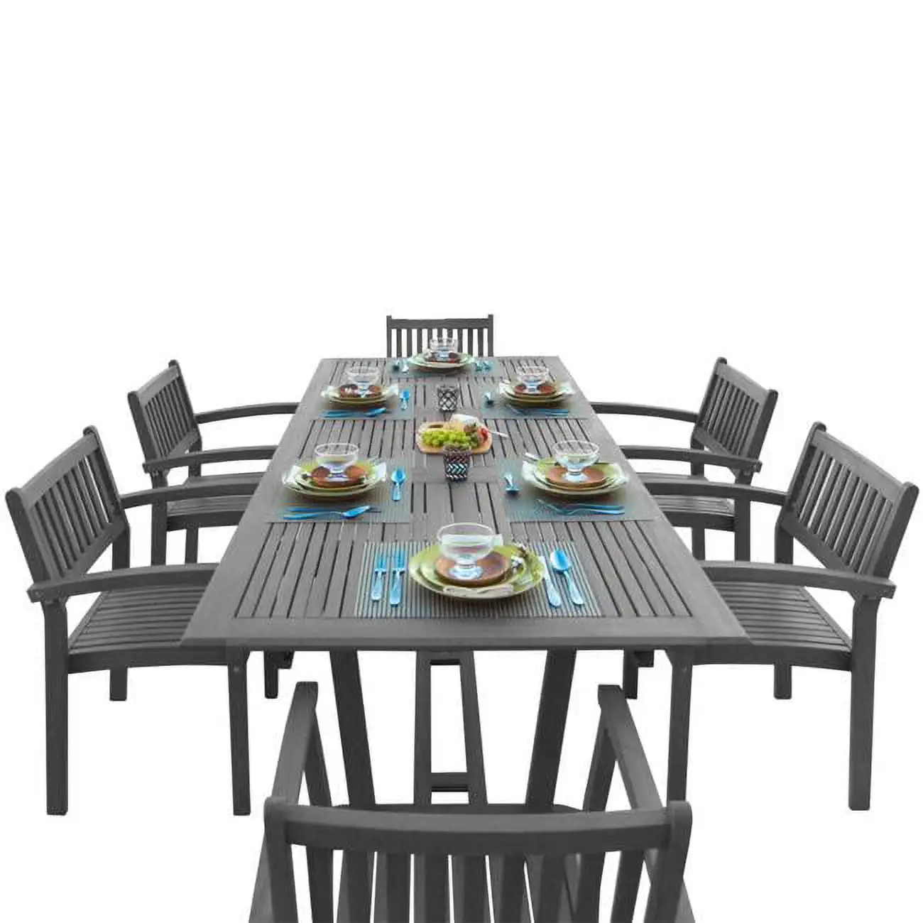 Vifah Renaissance 7 Piece Patio Dining Set in Gray