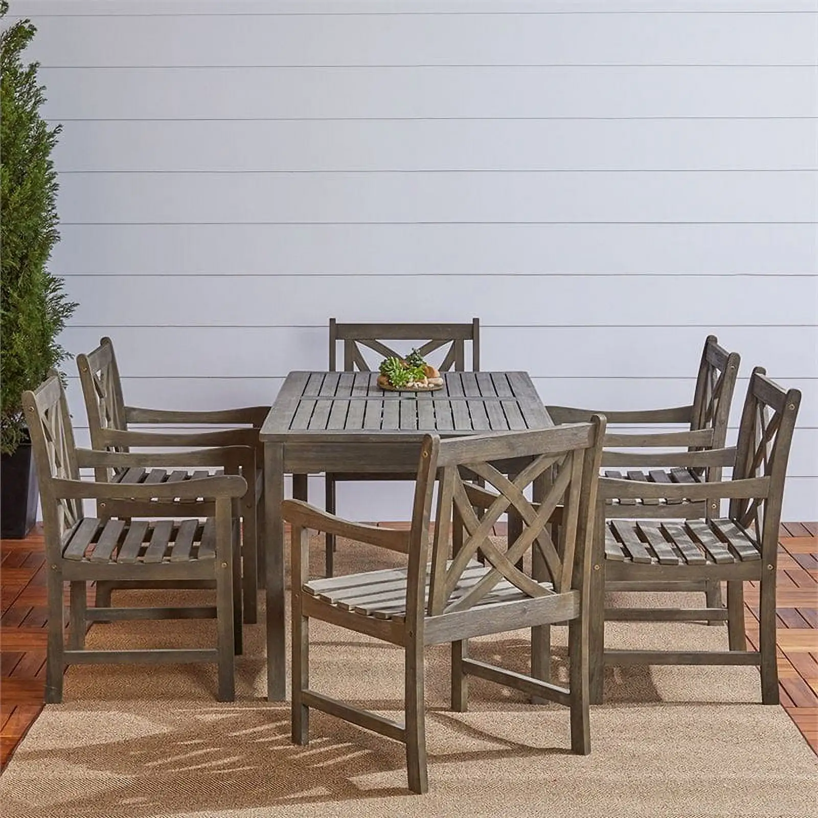 Vifah Renaissance 7 Piece Patio Dining Set in Gray