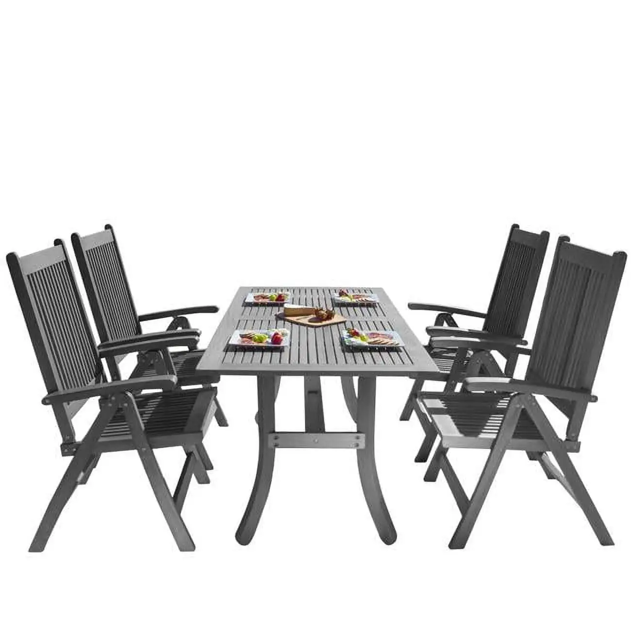 Vifah Renaissance Outdoor Patio Hand-Scraped Wood 5-Piece Dining Set V1300SET10