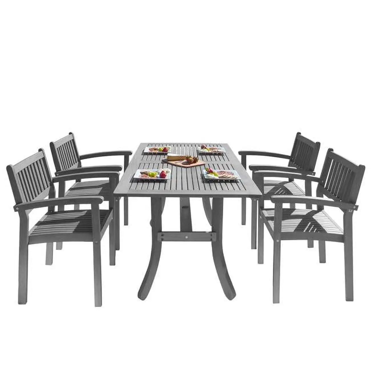 Vifah Renaissance Outdoor Patio Hand-Scraped Wood 5-Piece Dining Set V1300SET13