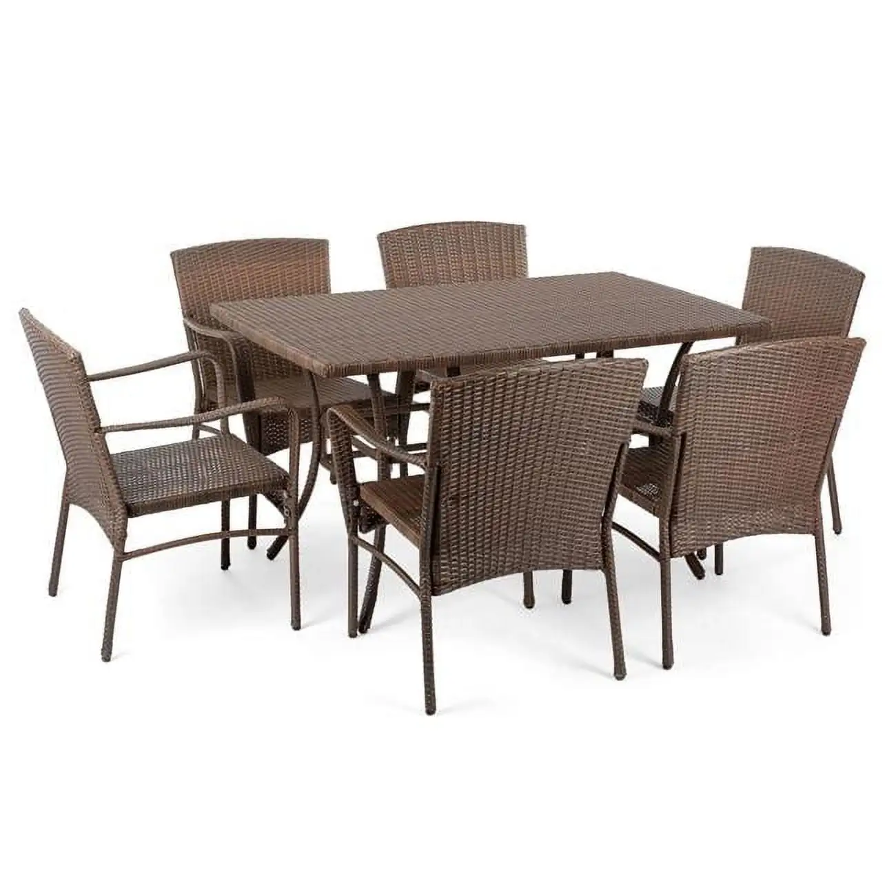 W Unlimited Leisure Wicker Outdoor Dining Set - Dark Brown - 7 Piece