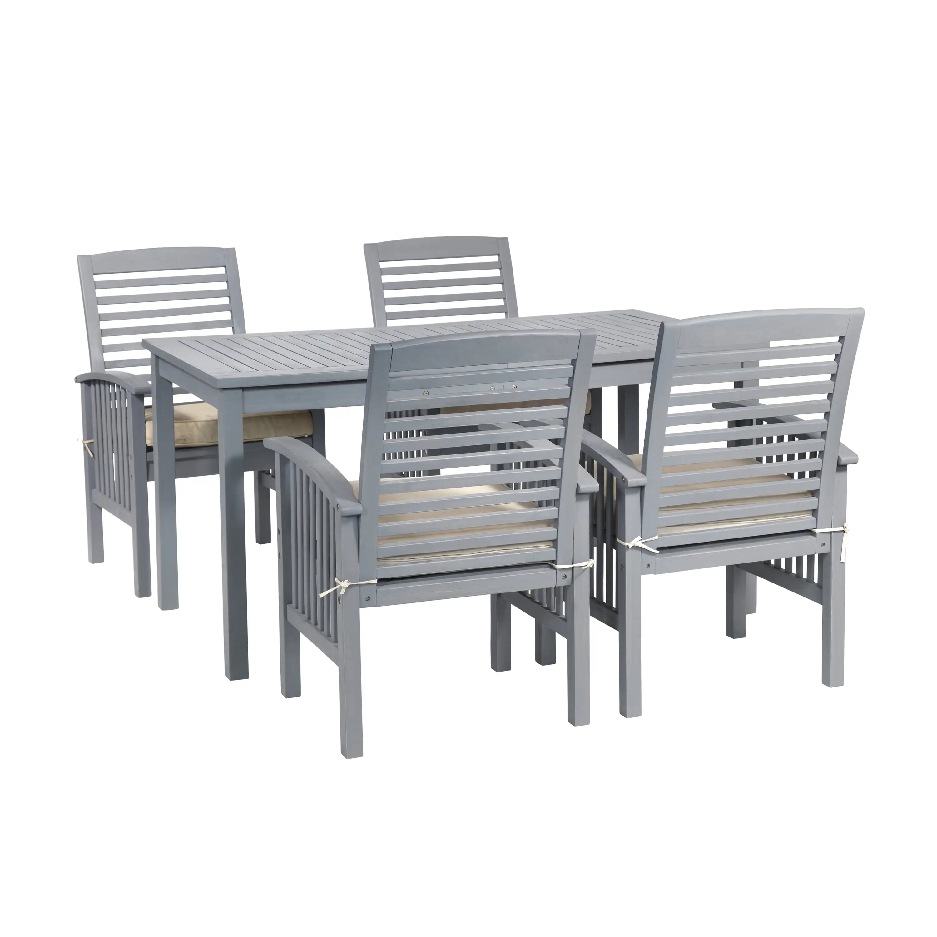 Walker Edison 5-Piece Simple Outdoor Patio Dining Set - Gray Wash