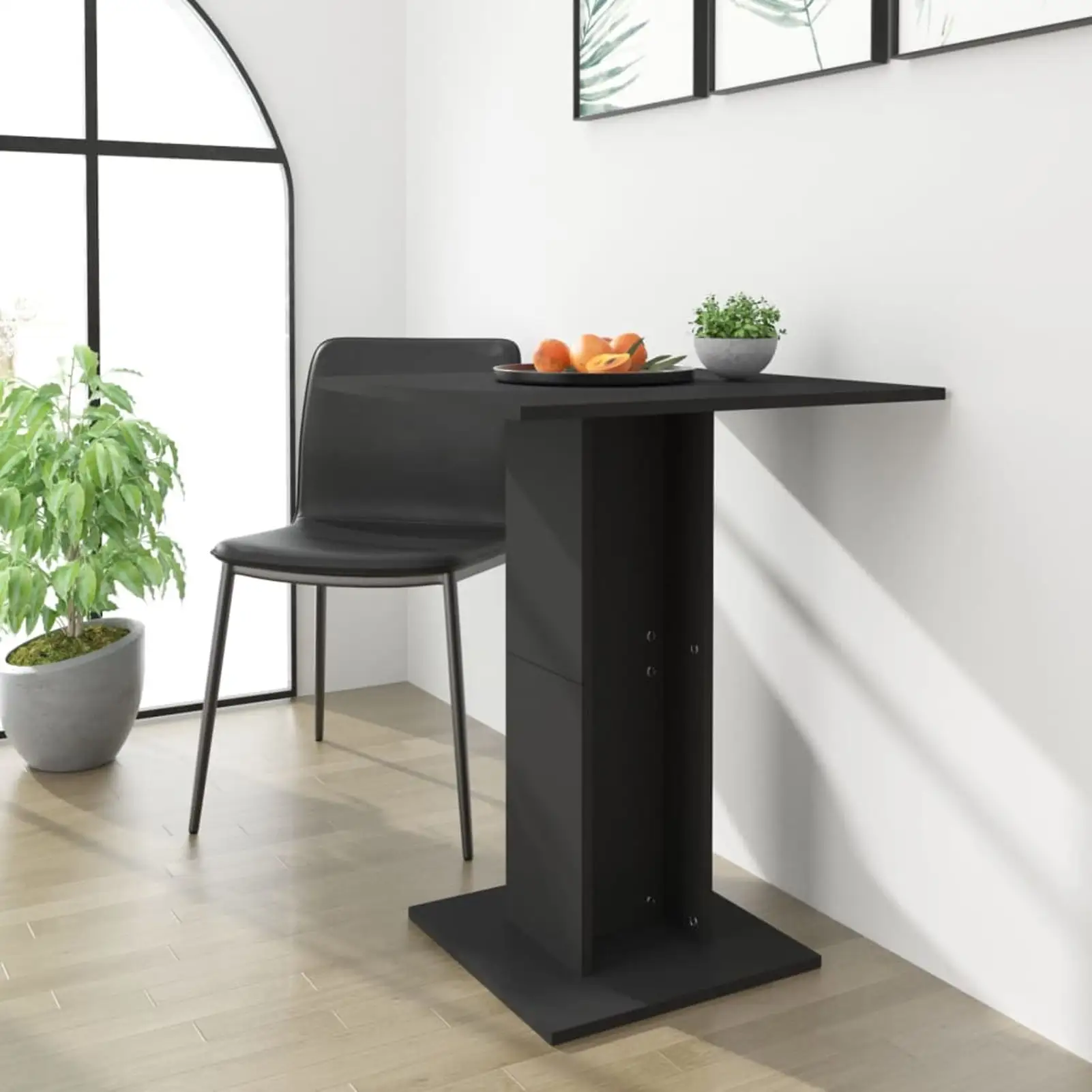 Walmeck Bistro Table Black 23.6x23.6x29.5 Engineered Wood